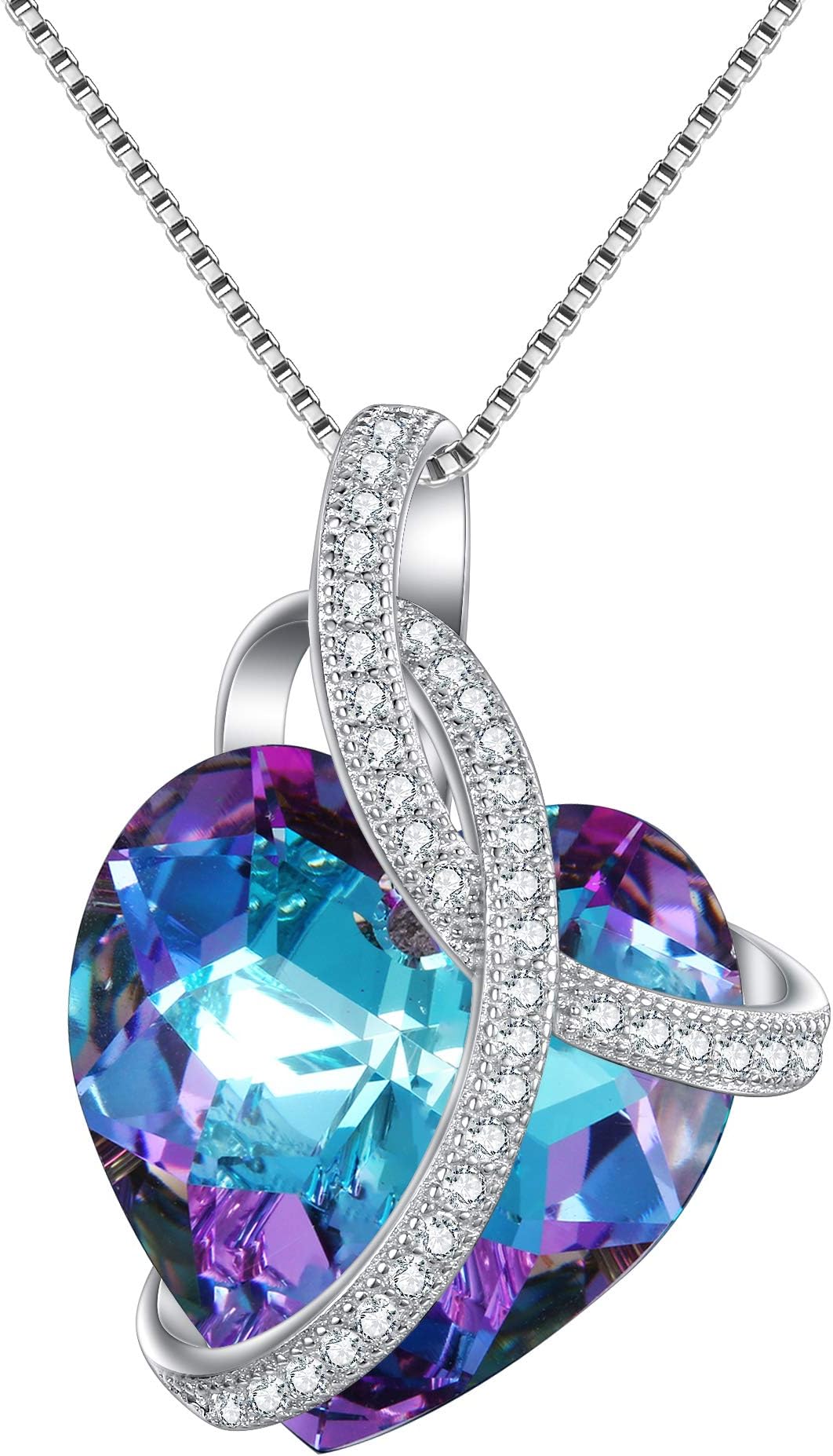 EleQueen 925 Sterling Silver CZ Courageous Heart Inspired Pendants Necklace Made with Austrian Crystals for Women, Valentine's Day/Mother's Day/Christmas Jewelry Gift