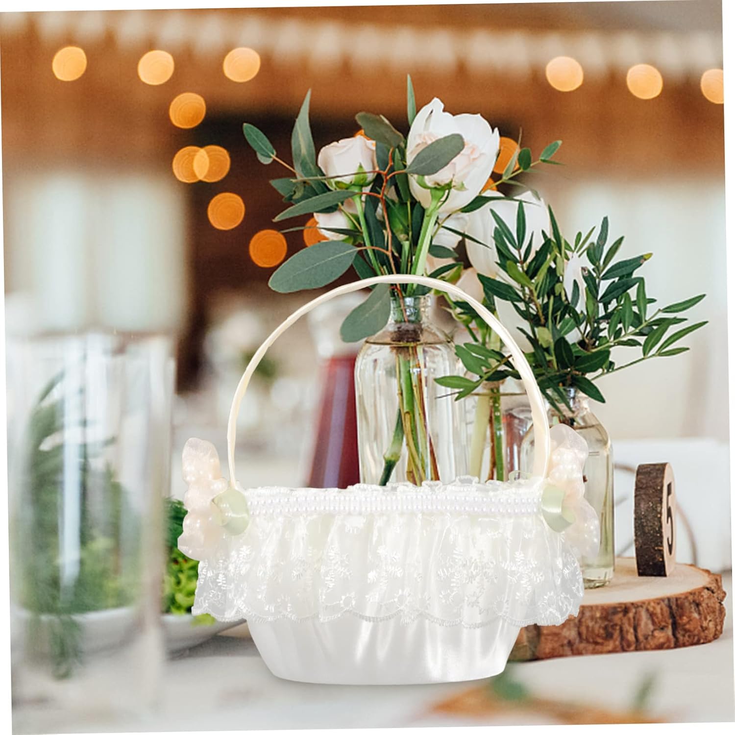 Flower Girl Basket,Rattan Basket,2pcs Wedding Flower Basket Boy Basket Flower Basket Pot Wedding Party Basket