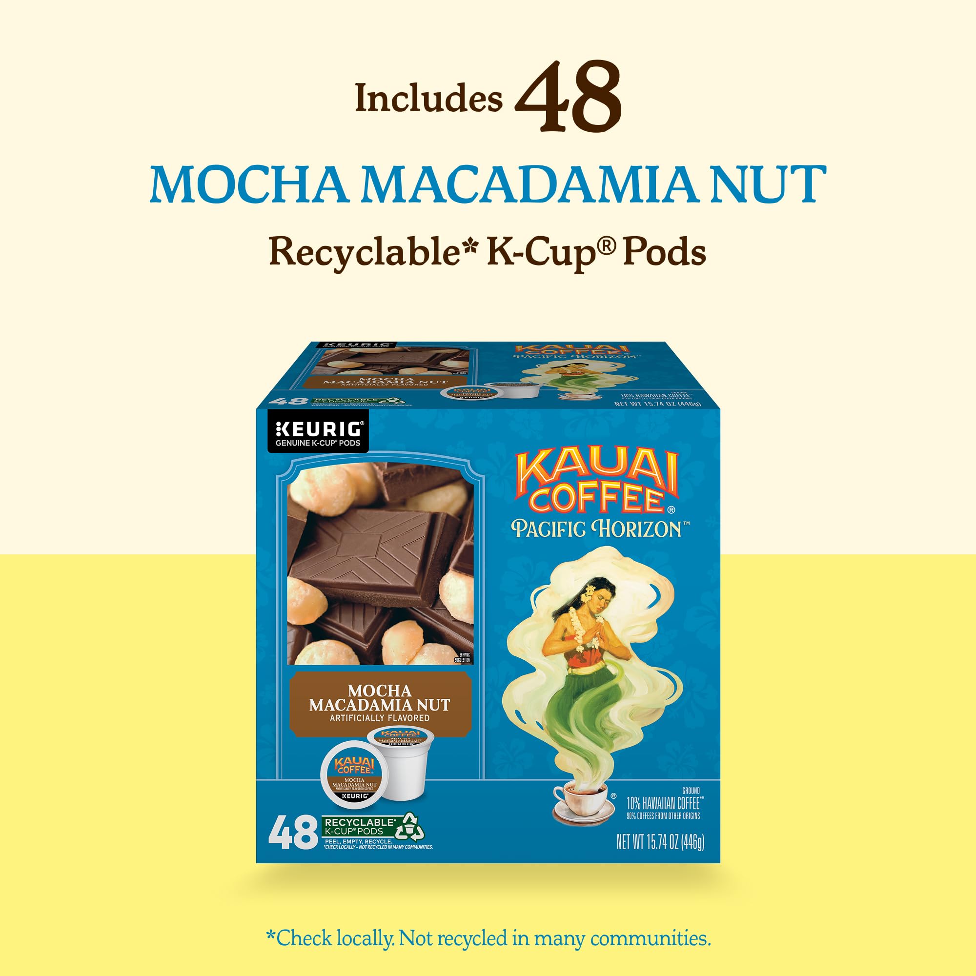 Kauai Coffee Keurig K-Cup - Cápsulas sabor moca y nuez de macadamia (48 unidades)