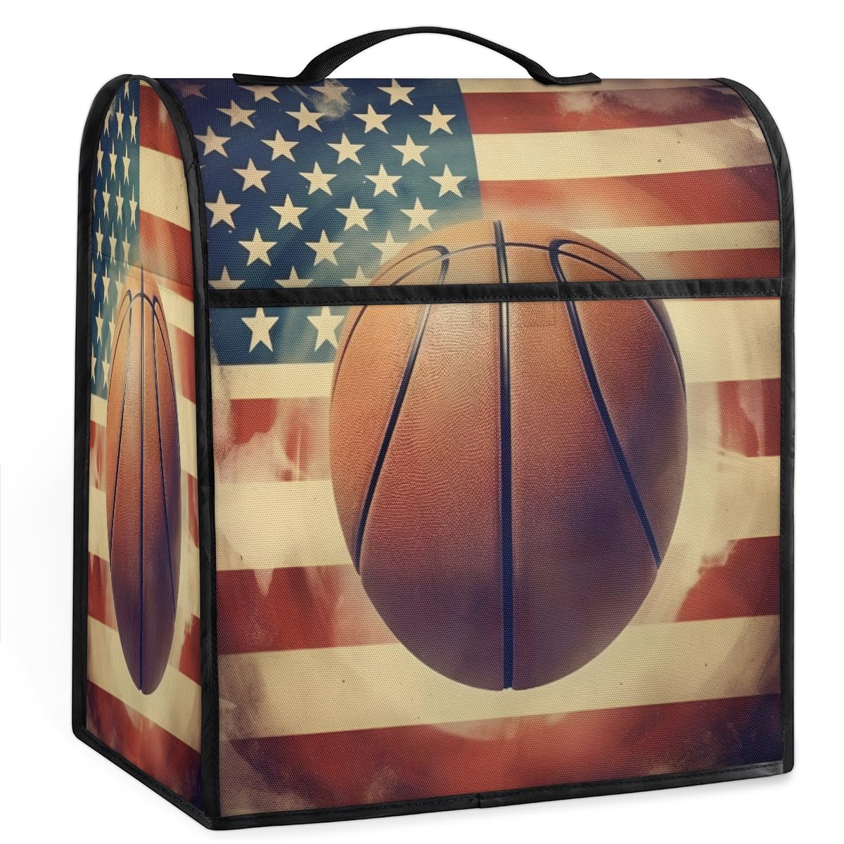 Coffee Maker Cover Basketball American Flag Kitchen Appliance Covers Small Appliance Covers Blender Cover Juicer Cover Dust Covers for Kitchen Appliances with Top Handle and Pockets,Washable,B86