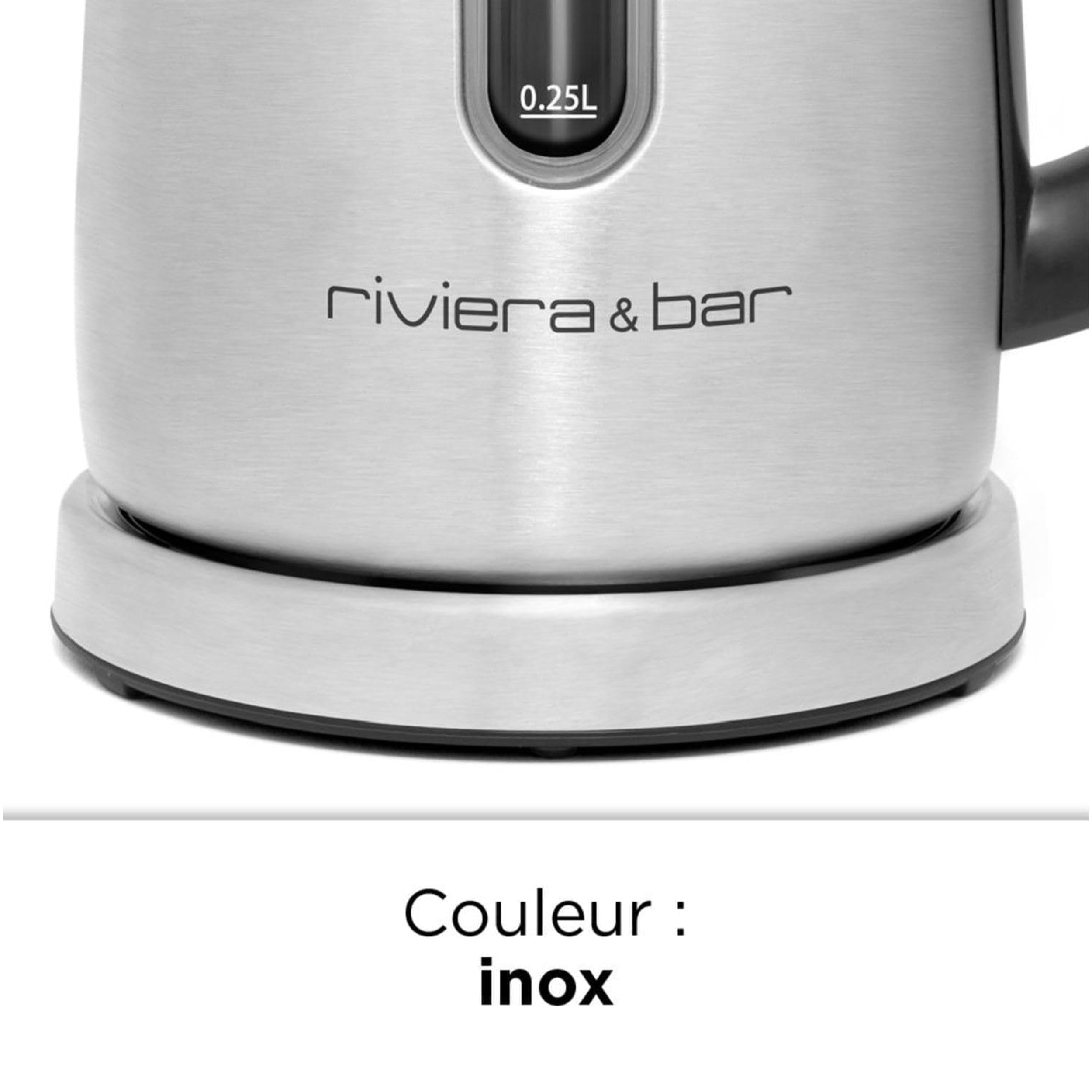 riviera&bar Bouilloire SIENA à Température Réglable - Compacte en Inox Brossé avec Socle Pivotant 360°, Protection Anti Surchauffe, Écran Digital et Maintien au Chaud - 1L - Inox