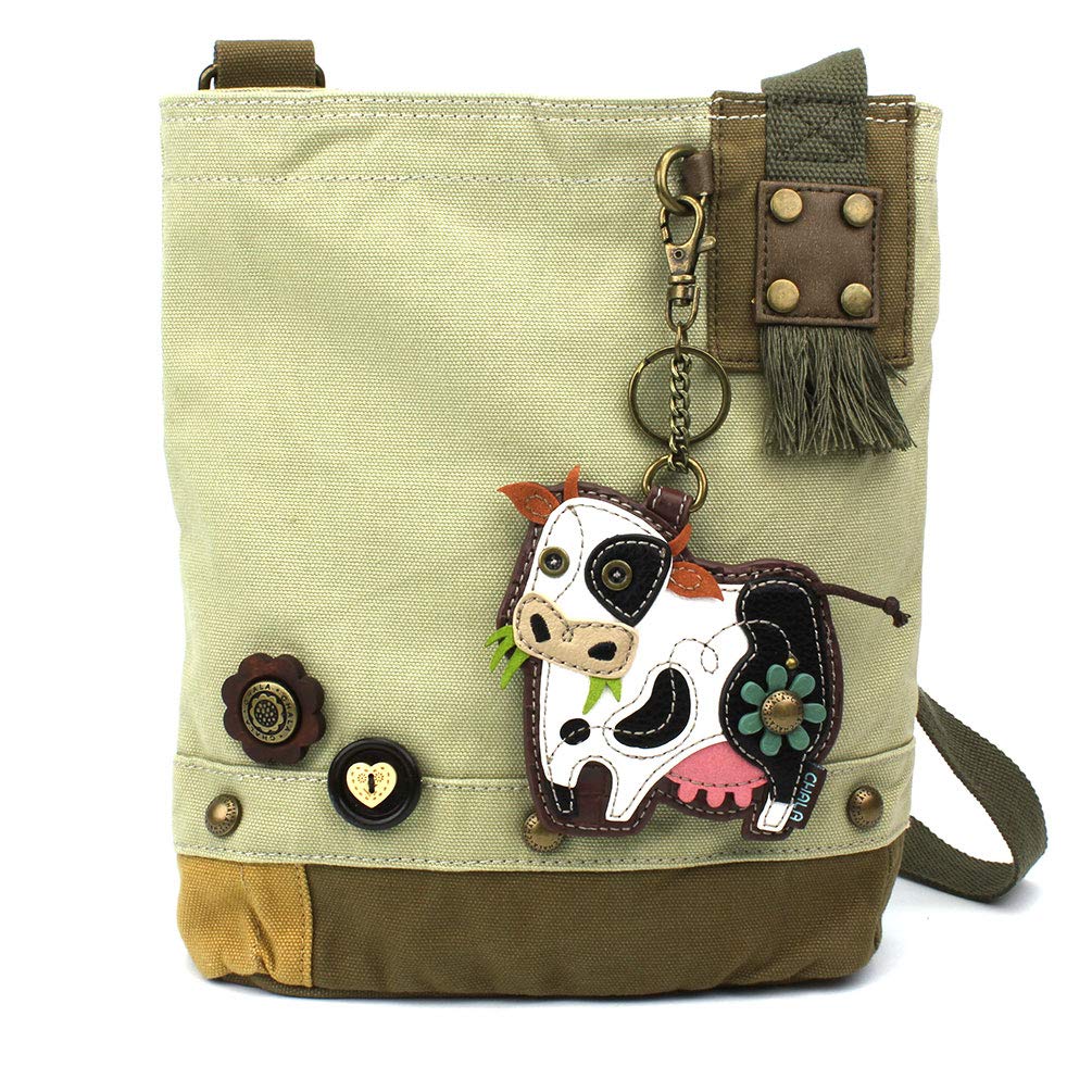 CHALA Patch Cross-Body Women Handbag, Canvas Messenger Bag Olive, Metal Charming Cross - Oliv, Medium — view 95