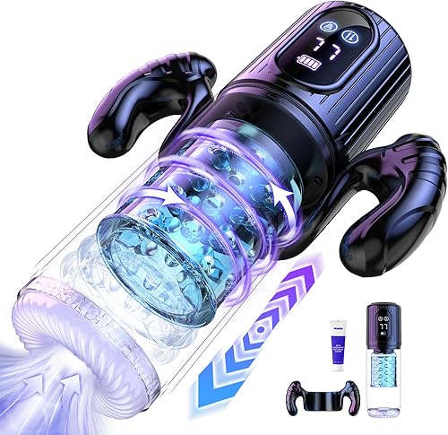 Masturbador masculino automático Bomba de pene juguetes para adultos, juguetes sexuales masculinos para hombres de bolsillo con 4 bombas, 7