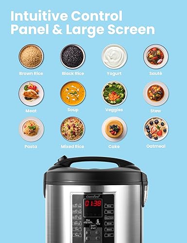 Vista 24 de COMFEE - Arrocera 6 en 1 de acero inoxidable, cocina lenta, vaporizador, salteado y calentador, 2 cuartos de galón, 8 tazas cocidas