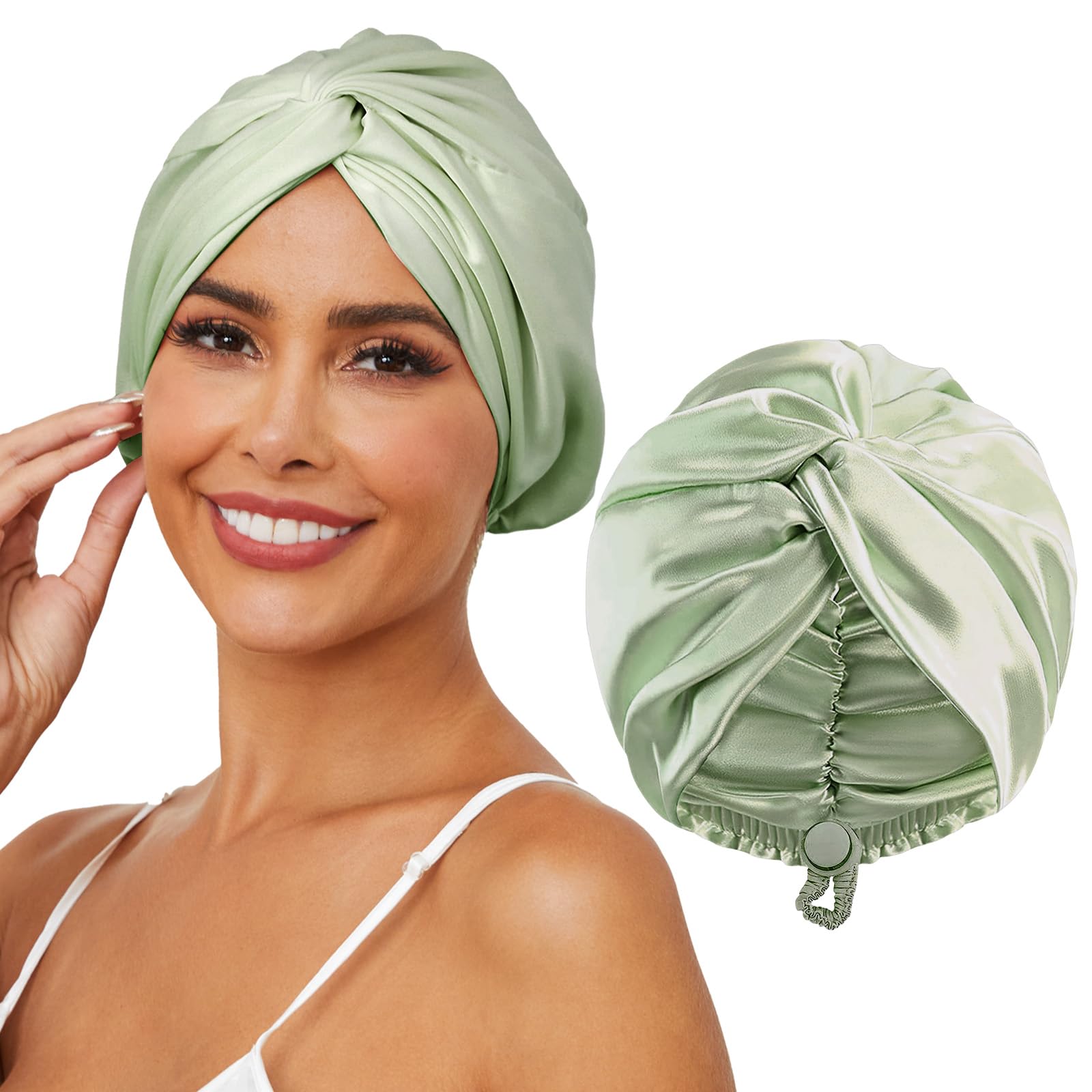 Adjustable Silk Satin Hair Bonnet For Sleeping Double Layer Hair