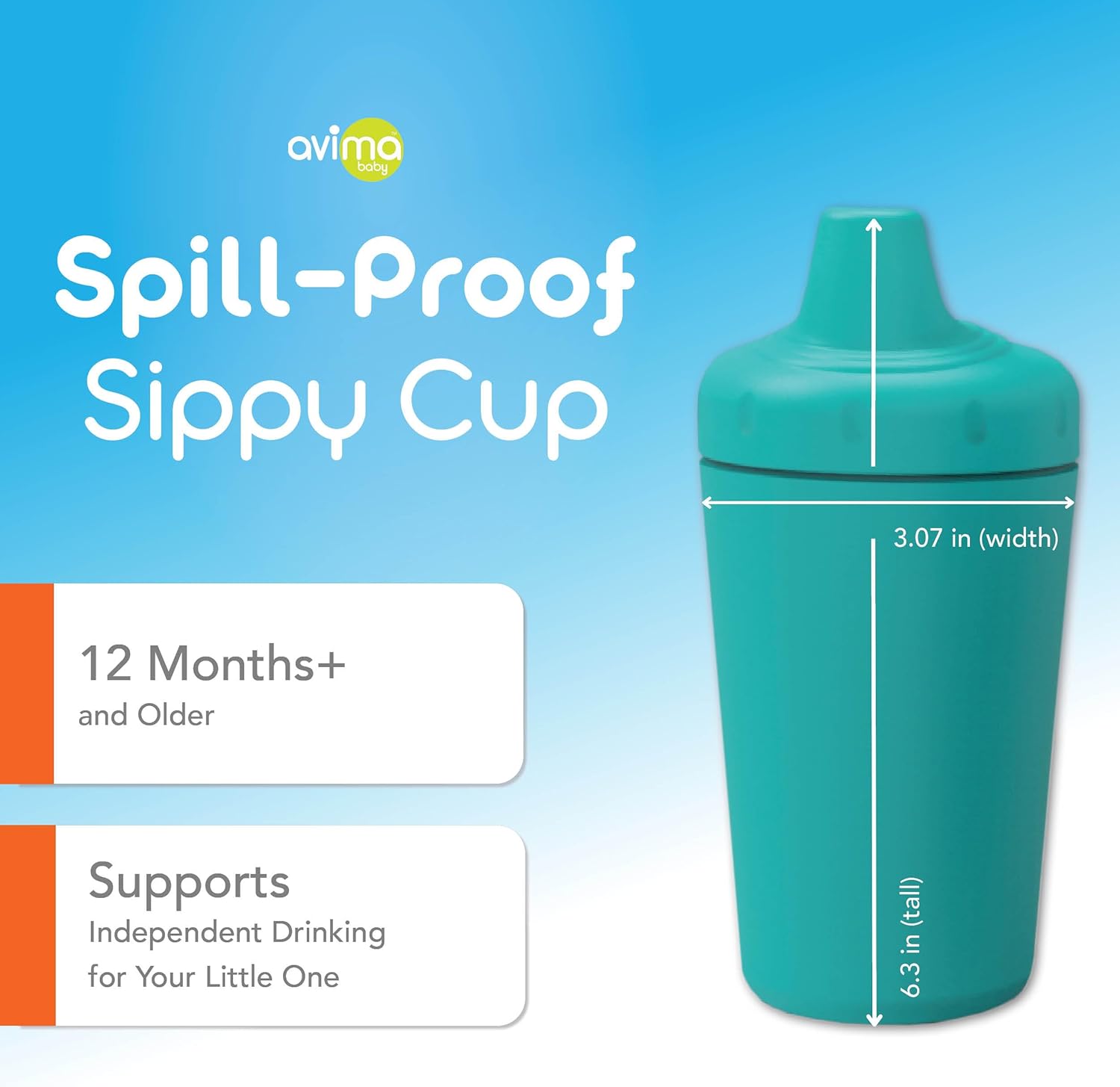 Avima Spill Proof Sippy Cups for Toddlers 1-3 Years - Bite Resistant & BPA Free Training Toddler Cups for Boys & Girls, 10 Oz, 4 Pack Set - Neutral Blue - Image 2