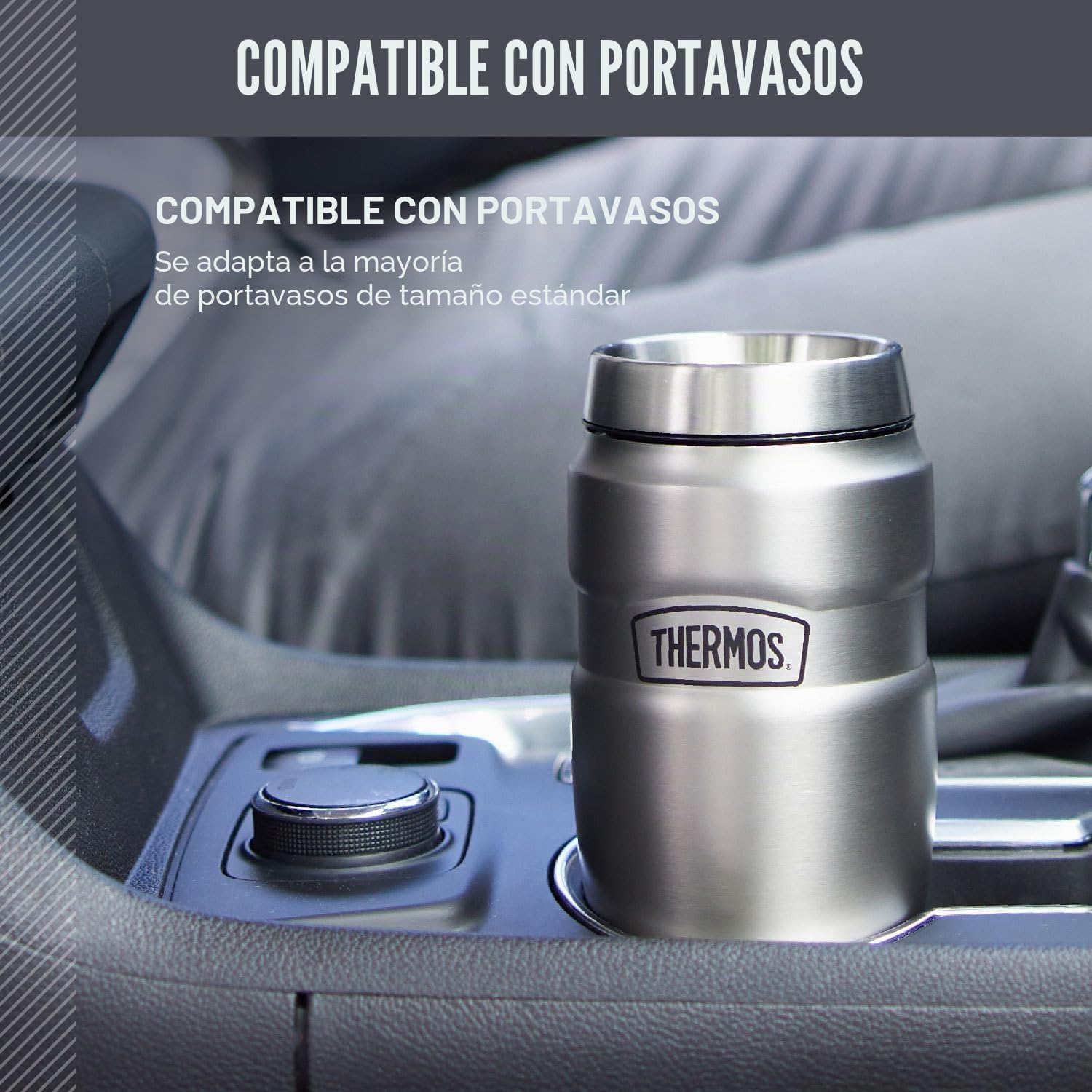 Thermos Vaso de viaje de acero inoxidable King, 1 unidad (paquete de 1), azul mate