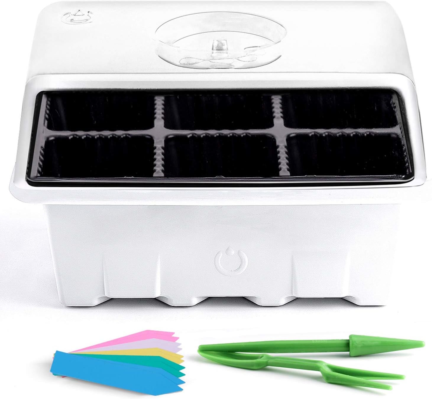 10 Sets Seed Trays 60 Cells Seedling Starter Tray Garden Plant Germination Kit Seed Starting Tray with Humidity Dome, Hand Tool Kits for Indoor Hydroponic Plants Growing