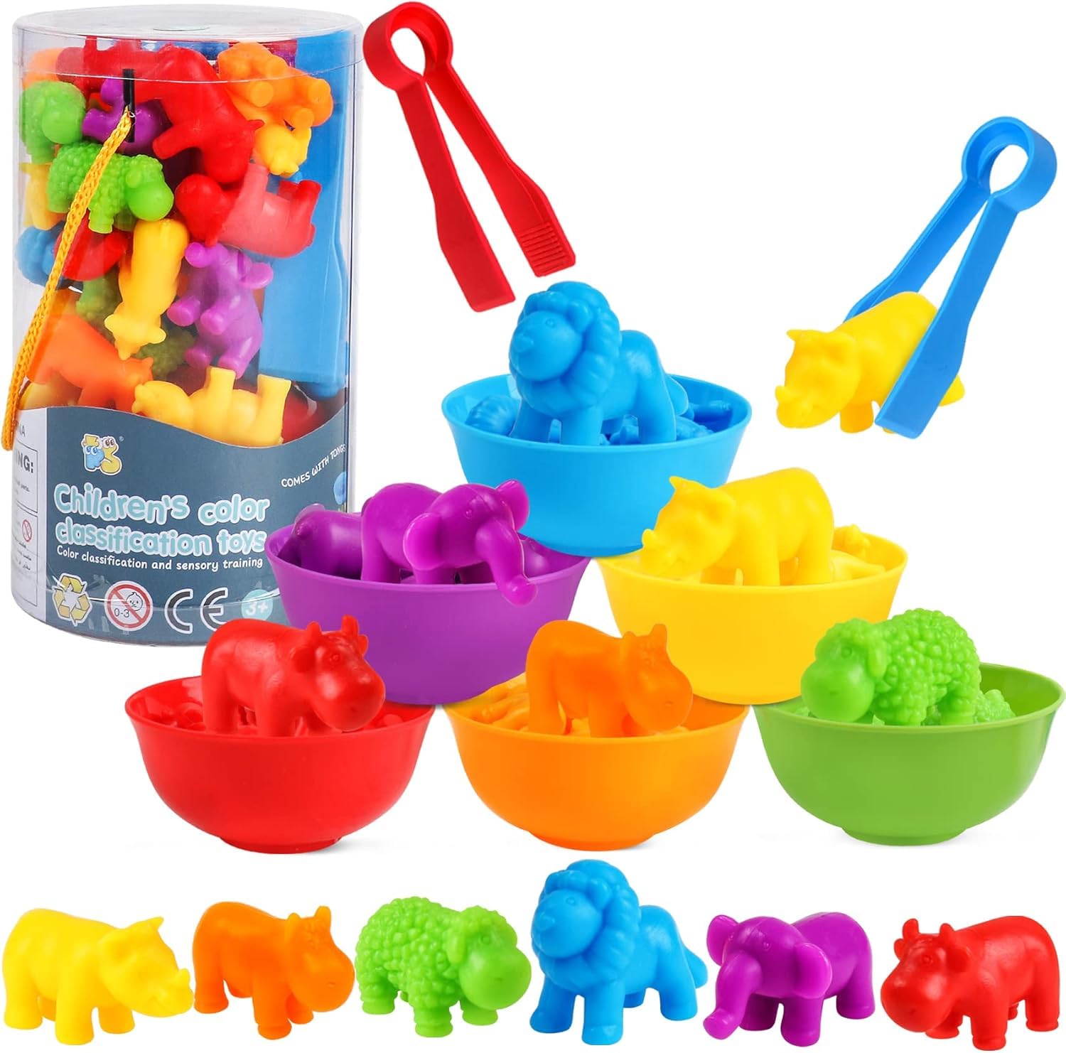 BeFunky Counting Toys Matching Game with Sorting Bowls, Color Classification and Sensory Montessori Educational Learning Toys Set Gift for Toddlers Preschool Aged 3+ Years Old Boys Girls (Animal)-image-32