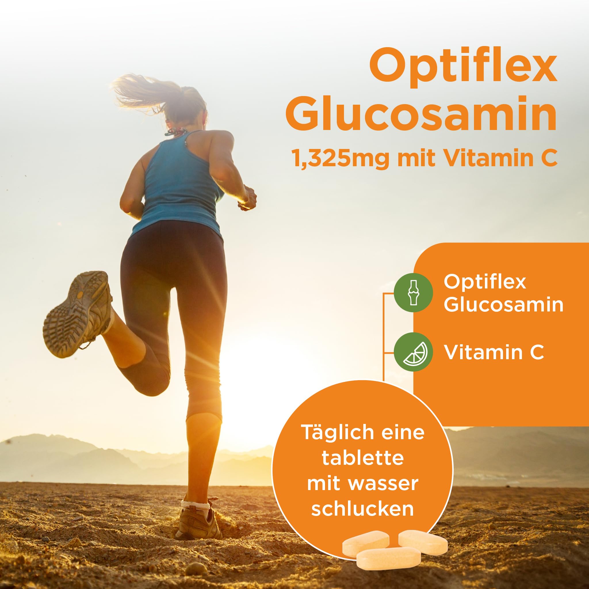 Healthspan Optiflex Glucosamin HCI 1.325mg mit Vitamin C | Schalentierfreie Tabletten für die Gesundheit der Gelenke | 40% mehr Glucosamin | Zusatz von Vitamin C | Vegan | 120 Tabletten
