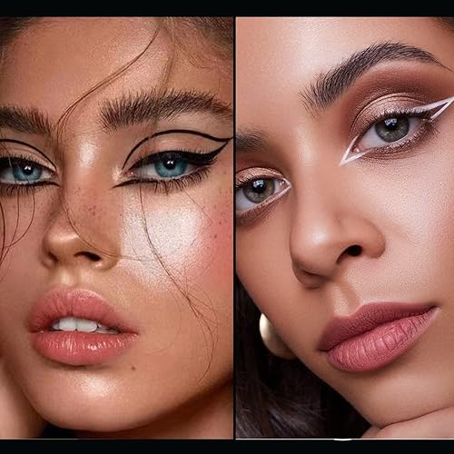 Miniatura 3 de Juego de 2 delineadores de ojos líquidos impermeables color blanco y negro delineadores de ojos de secado rápido de larga duración para maquillaje