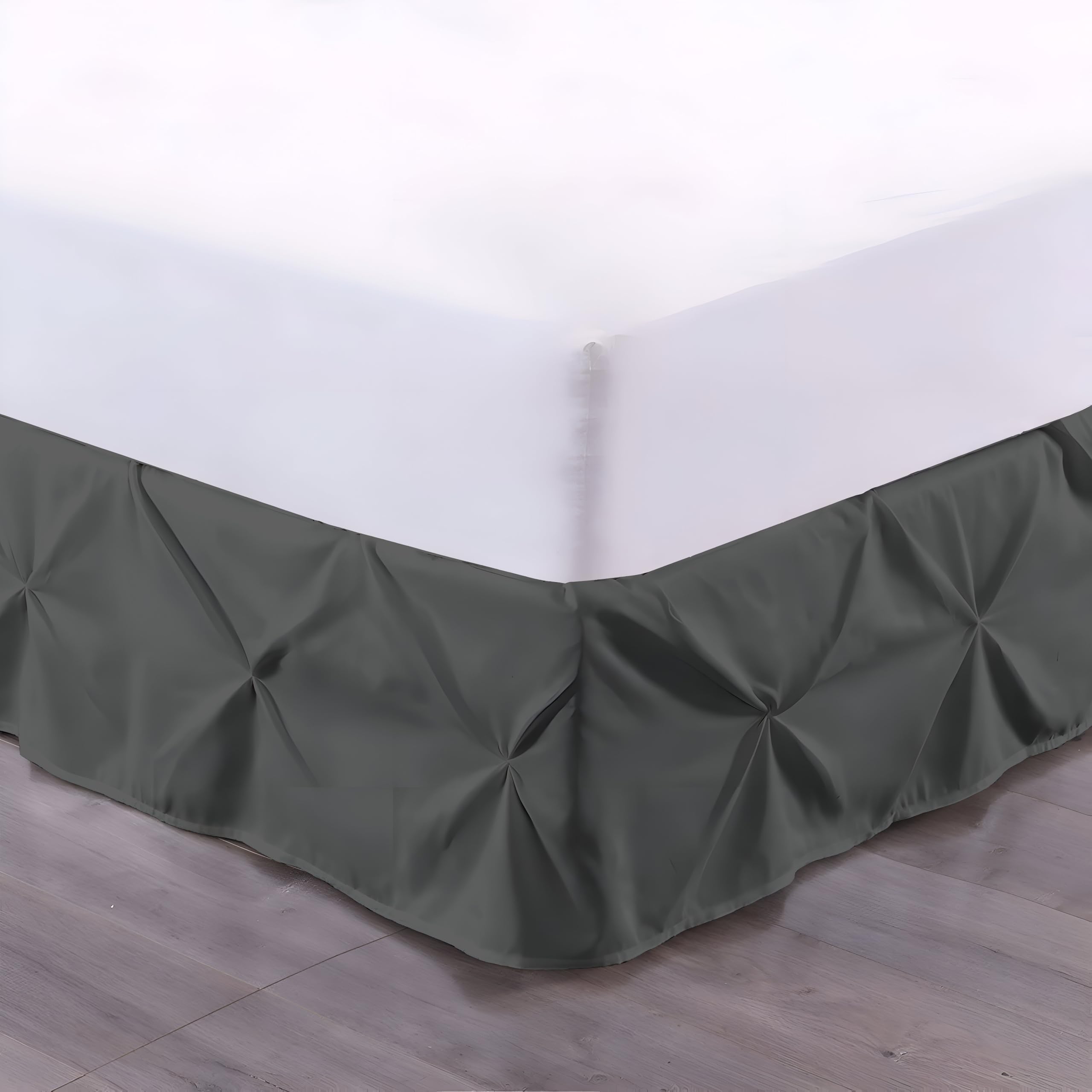 Pinch BedSkirt - Pintuck Pleated Bed Skirt - Tailored Drop Easy Fit - Dust Ruffle - 100% Microfiber Soft, Wrinkle-Free Box Pleated Bed Skirts (Dark Grey, Double Size 48x78) 18 Inch Drop-image-31