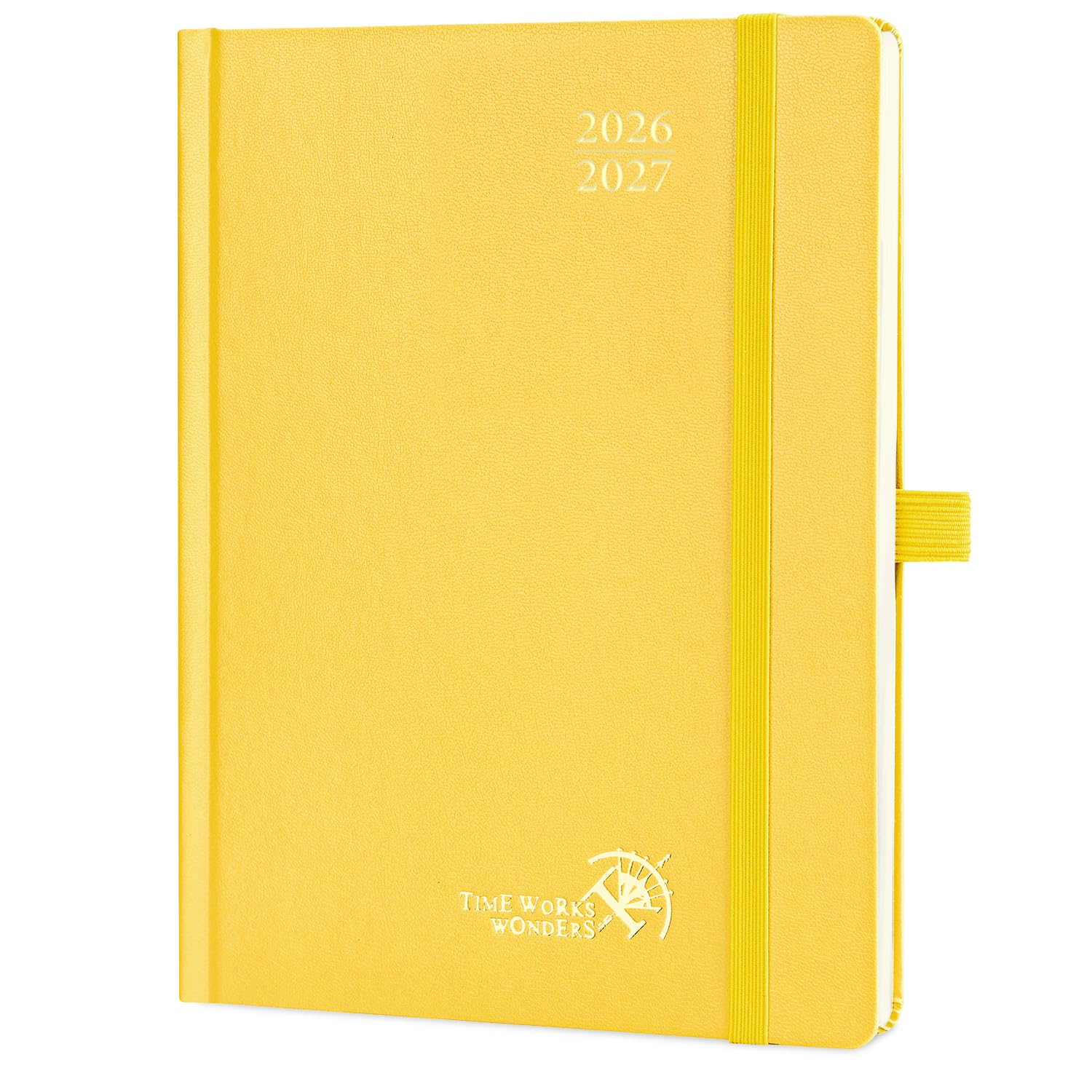 POPRUN A5 Academic Diary 2026-2027 Hardback Week to View (22x16.5 cm) 17 Months (Aug'26 - Dec'27) Mid Year 26/27 Vertical Weekly Planner, Inner Pocket(Light Yellow)