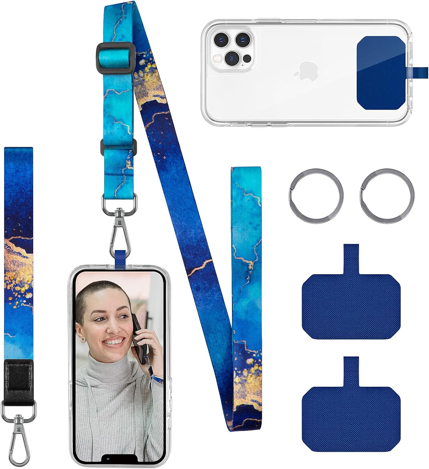 Cell Phone Lanyard, Blue Nebula"Crossbody Neck Lanyard, Hand Wrist Strap for Cell Mobile phone