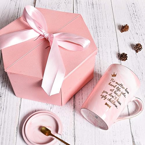 Miniatura 7 de Bosmarlin Juego de tazas de café de regalo de cumpleaños para mujer, con texto en inglés "Not A Day Over Fabulous Marbling Cup para novia, esposa,