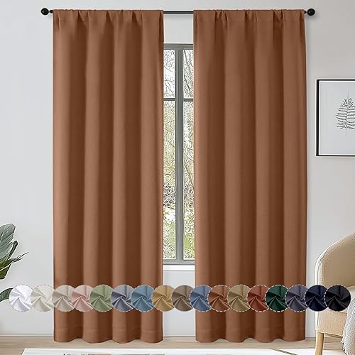 Miniatura 24 de OWENIE Sally Ever Green Cortinas Opacas para Dormitorio Sala de Estar 63 Pulgadas de Largo Juego de 2 Paneles, Aislamiento Térmico Ahorro de Energía