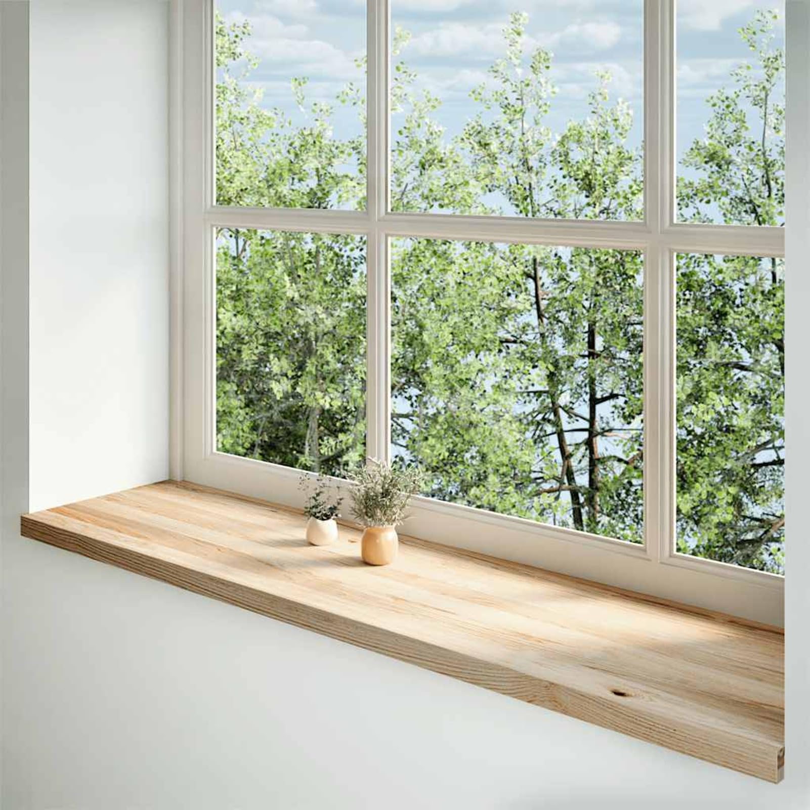 Gecheer Davanzale in Rovere Massello, Pannello per Finestra Non Trattato 160x40x2cm, Legno di Quercia, Superficie Liscia, Area Espositiva, per Libri e Oggetti Decorativi in Casa