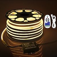 Vista 10 de Cuerda de luces LED de neón para exteriores, impermeable, 150 pies, CA, 110 V ~ 130 V, luz de neón blanca fría, luz de cuerda flexible