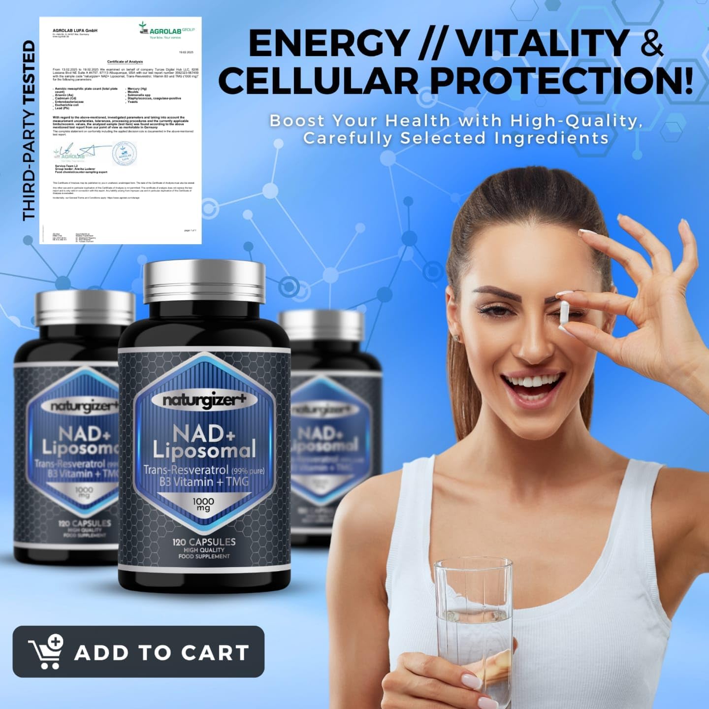 Liposomal NAD+ Supplement with Resveratrol, TMG & Vitamin B3 | 4-in-1 Healthy Aging & Cellular Energy Support | High Absorption NAD Plus for Men & Women Over 40 | 120 Capsules