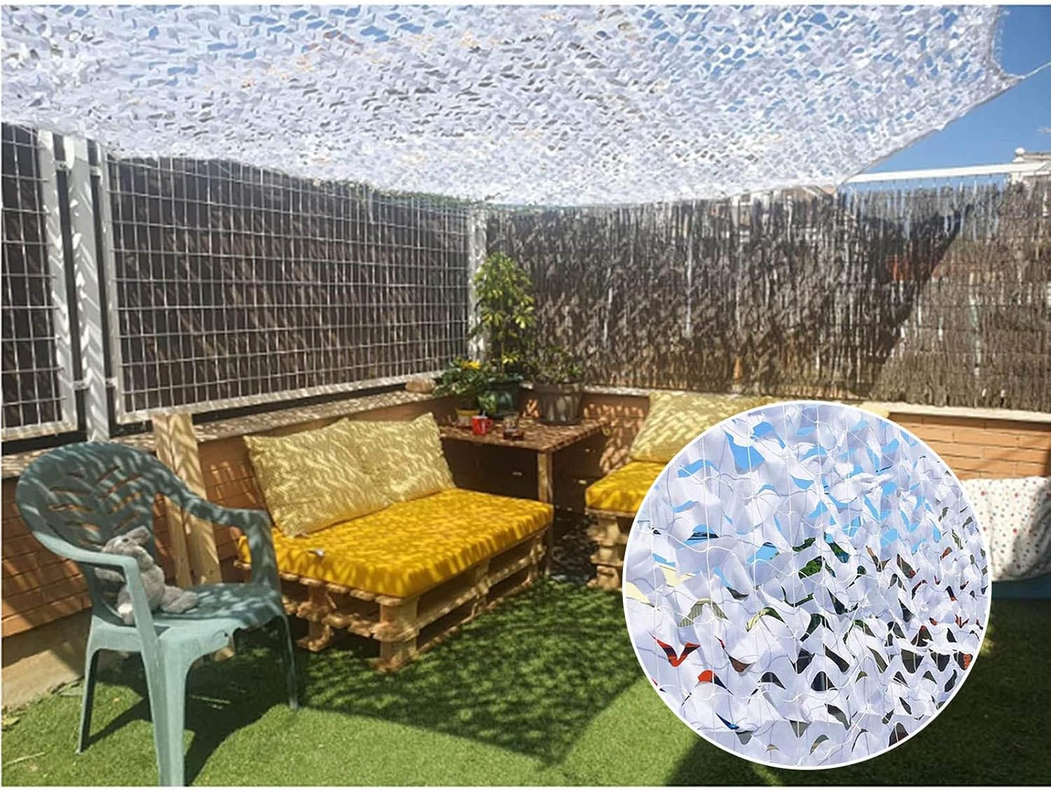 Camouflage Net Reinforced, 2/3/4/5/6/7/8m Military Net, Outdoor Hunting Camo Netting, Sunscreen Shade Net, White Camouflage Netting,1.5x6m(4.9 * 19.7ft)