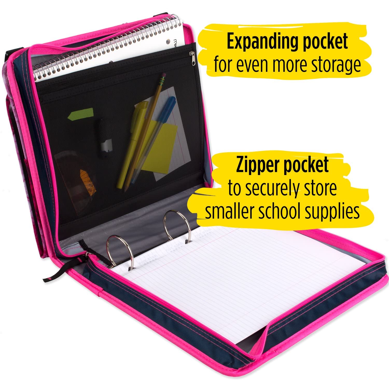 Five Star 4 Inch Zipper Binder, Durable, Color Selected For You