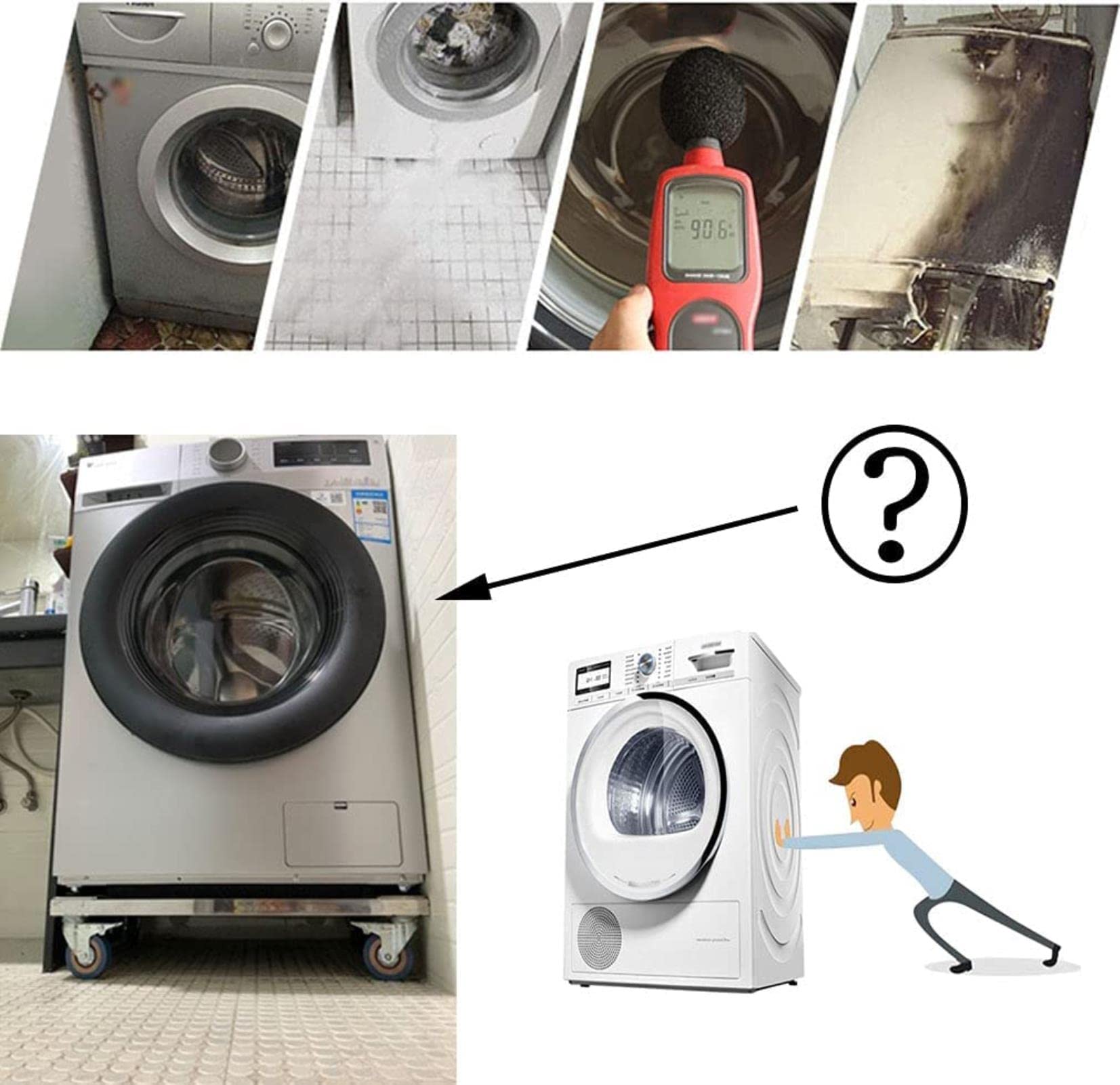 Podstawa Pod Pralkę, Wielofunkcyjny Wózek Meblowy, Ruchoma Podstawa Pod Lodówkę, Suszarkę, Pralkę, 42-60 Cm, Możliwość Wyboru Stojaka Na Lodówkę, Mata Antywibracyjna