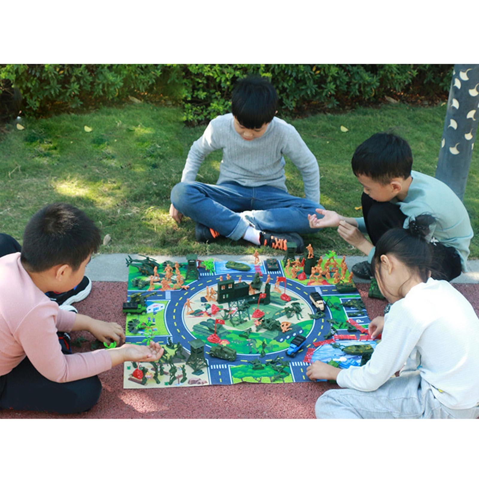 Kit di giocattoli per giochi di con carri armati, aerei, soldati, figure, soldati alti 6 cm e soluzioni di stoccaggio innovative per una facile organizzazione, set da