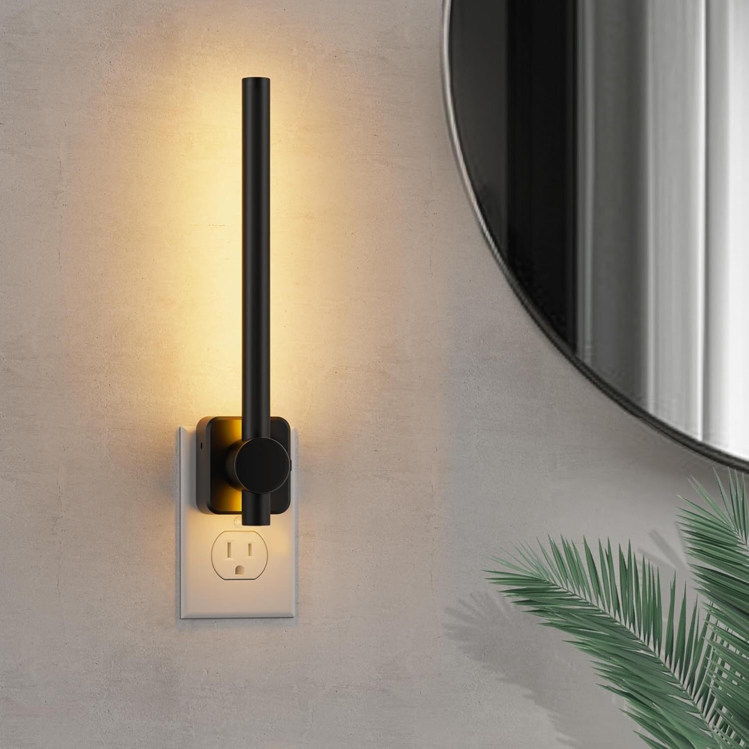 Lampki nocne LED podłączane do gniazdka ściennego, 0-200 lm, czujnik zmierzchu do świtu, 2 W, ściemnialne, miękka biel 3000 K, standard amerykański, nowoczesne oświetlenie do lustrzanej toalety