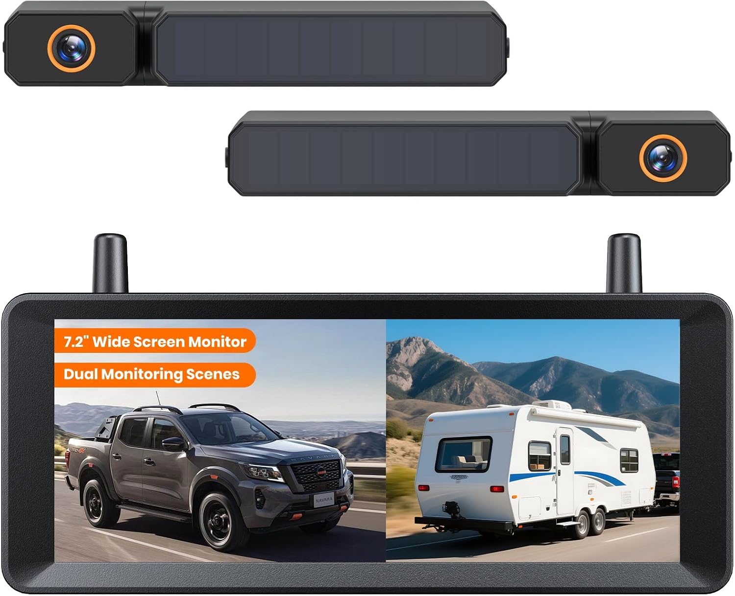 AUTO-VOX 7.2" 1080P Dual Solar Wireless Backup Camera System