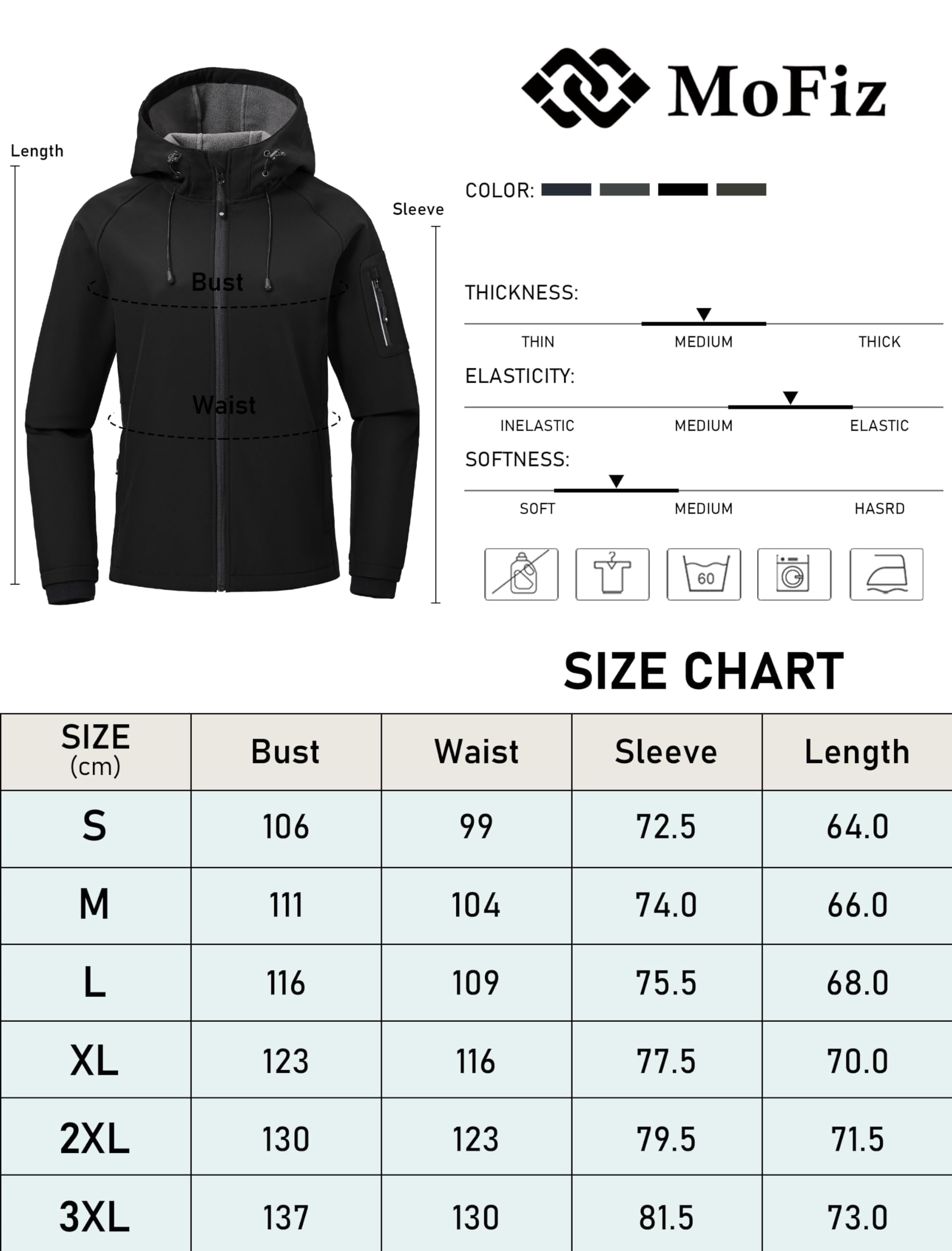 MoFiz Softshelljacke Damen Outdoor Wanderjacke Wasserdichte Winddichte Funktionsjacke Leichte Fahhradjacke Regenjacke mit Kapuze