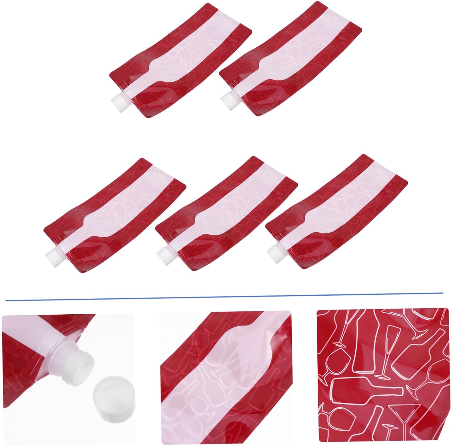5 Pack Foldable Wine Bag 750ml Portable Plastic Carrier