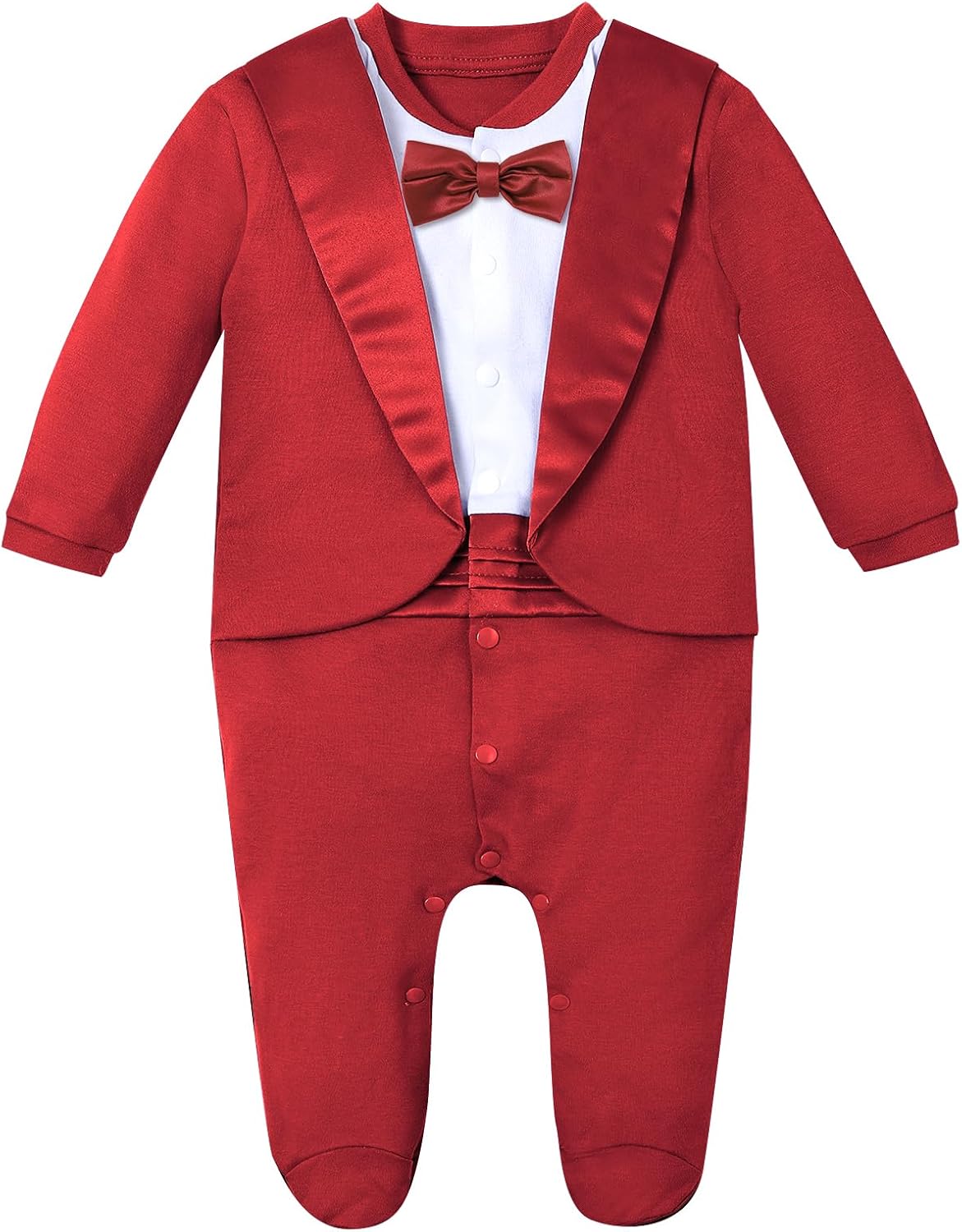 A&J DESIGN Baby Boy Tuxedo Gentleman Footie One-piece Romper with Bow Tie