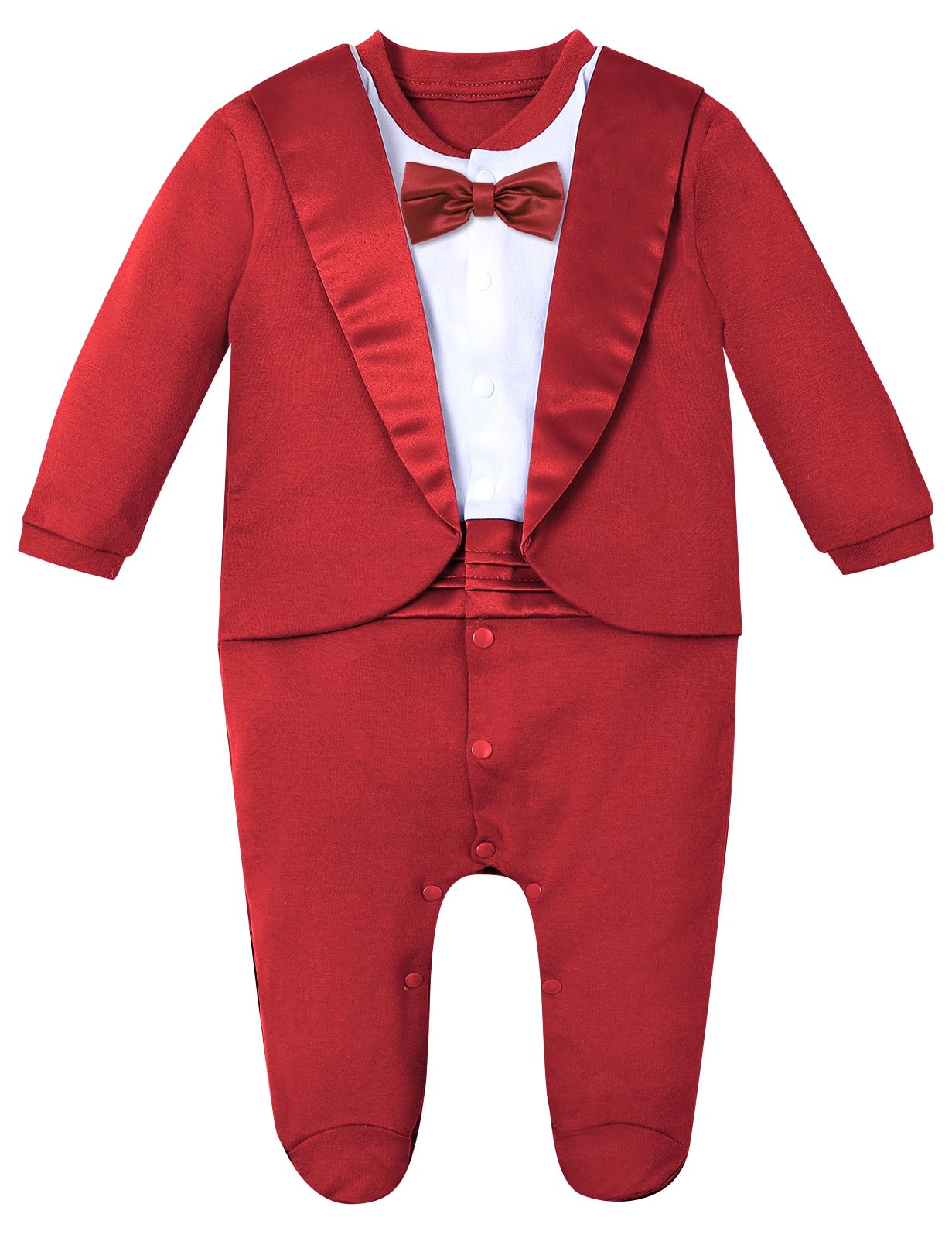 A&amp;J DESIGN Baby Boy Tuxedo Gentleman Footie One-piece Romper with Bow Tie
