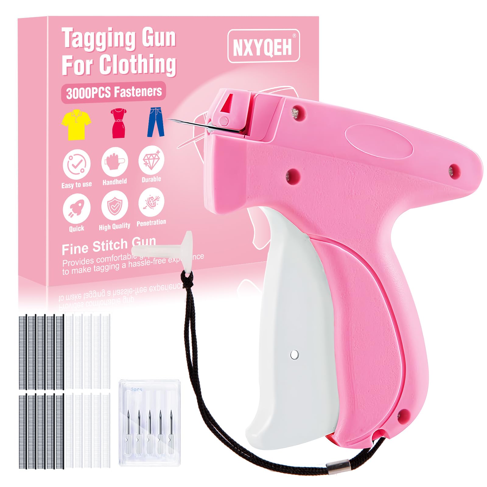 Stitch Gun for Clothes Comes with 6 Fine Needles, 3000 Pcs Micro Fasteners(1500 White &amp; 1500 Black),Stitch Gun Speedy Clothing Fixer, Quick Clothing Fixer