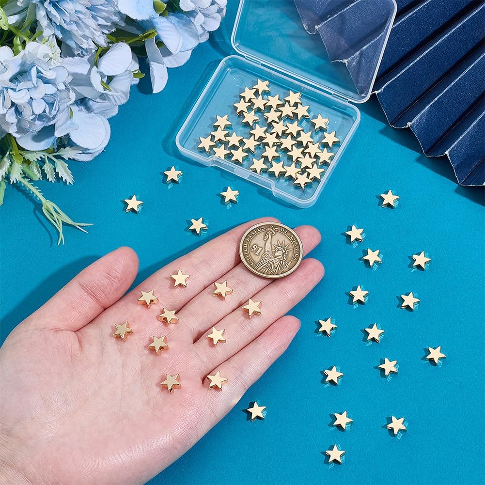 PH PandaHall 60pcs Christmas Star Beads 14K Gold Plated Star Bead 8mm Brass Twinkle Stars Spacer Beads Metal Bead Spacers for Bracelet Necklace Earring Jewelry Making DIY Crafts - Image 3