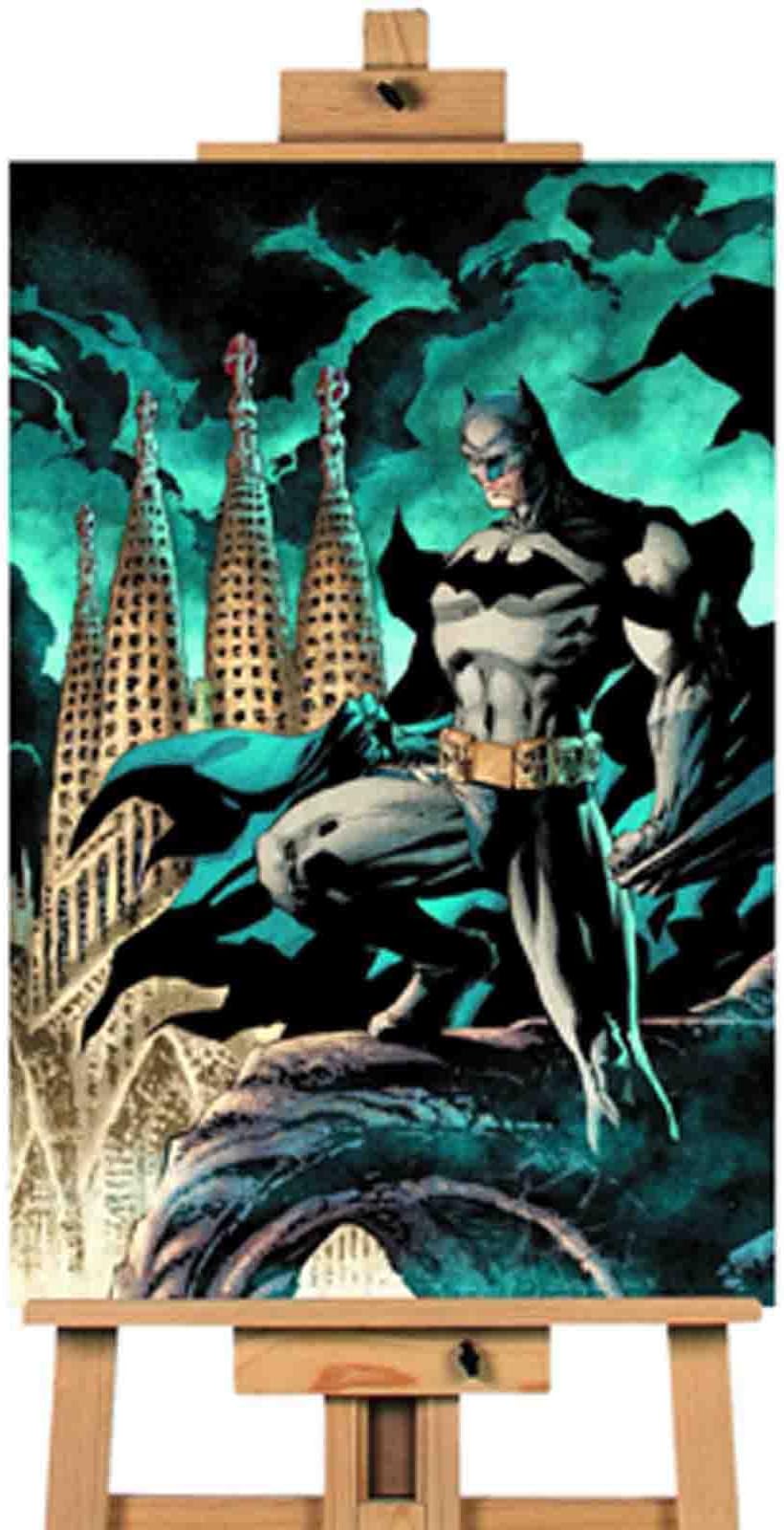 Batman over Gotham City 12x16 inches | Canvas Art Wall Print, classic style canvas prints, premium wooden frames