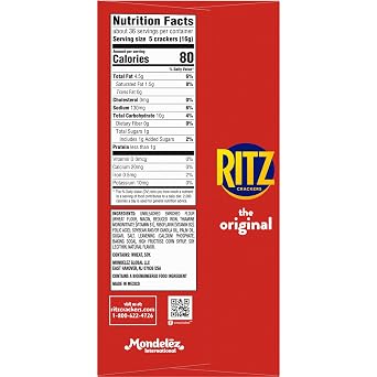 RITZ Original Crackers, Snacks for Kids and Adults, Bulk Lunch Snacks, Family Size, 6 - 20.5 oz Boxes