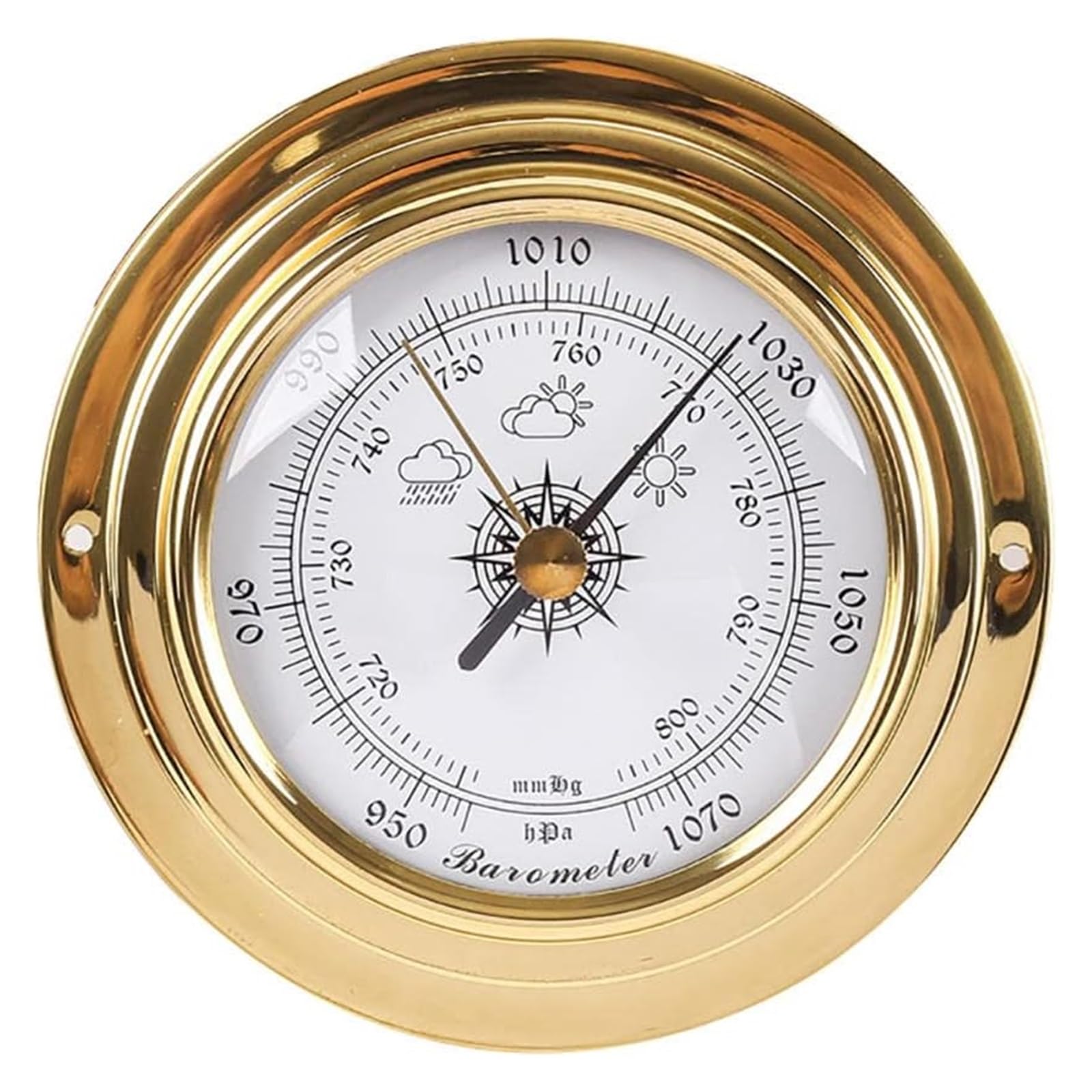 3 in 1 Barometer, Traditional Barometer, Outdoor Fishing Barometer, 98mm Copper Case Zirconium-Plated Marine Barometer, High-Precision Barometer