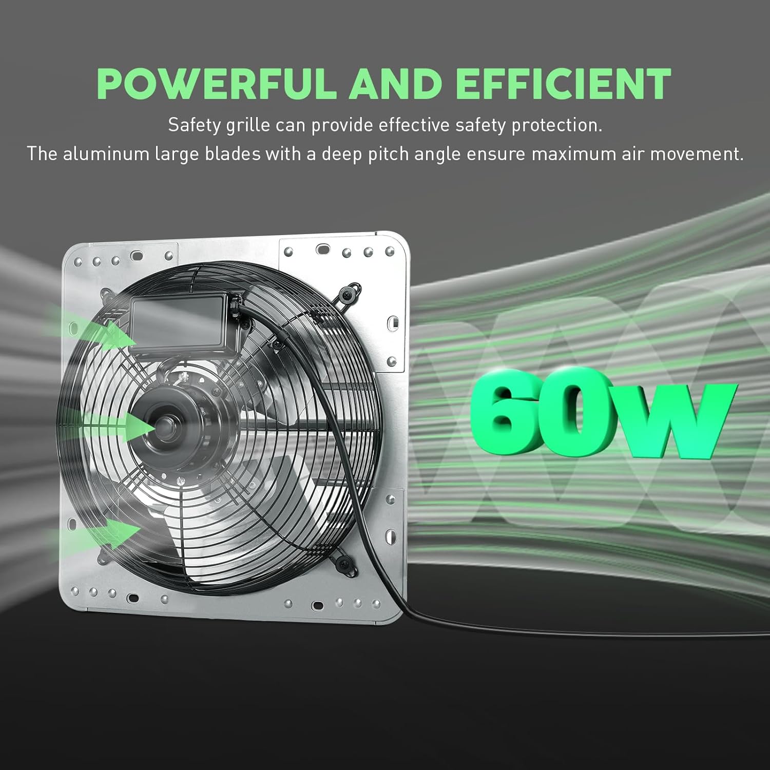 YOZON 12" Shutter Exhaust Fan with Speed Controller, Wall Mounted Wall Exhaust Fan, Automatic Shutter, High Speed, 1130CFM, Vent Fan for Garage, Greenhouse, Shed, Chicken Coop and Workshop - Silver