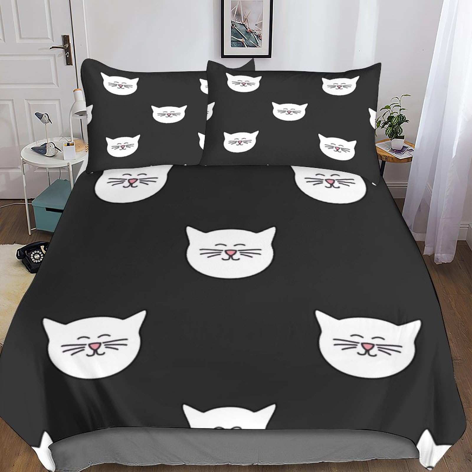 Parure de lit 3D motif cats en microfibre douce King 220x240cm