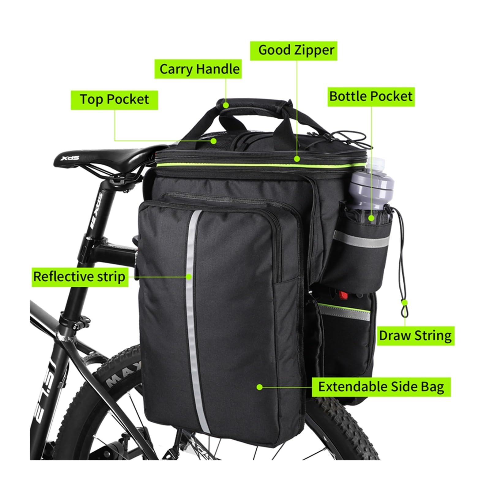 1 borsa for bagagliaio for bici impermeabile 3 in 1