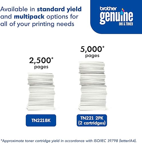 Miniatura 7 de Brother - Cartucho de tóner negro original de rendimiento estándar, paquete doble TN221 2PK