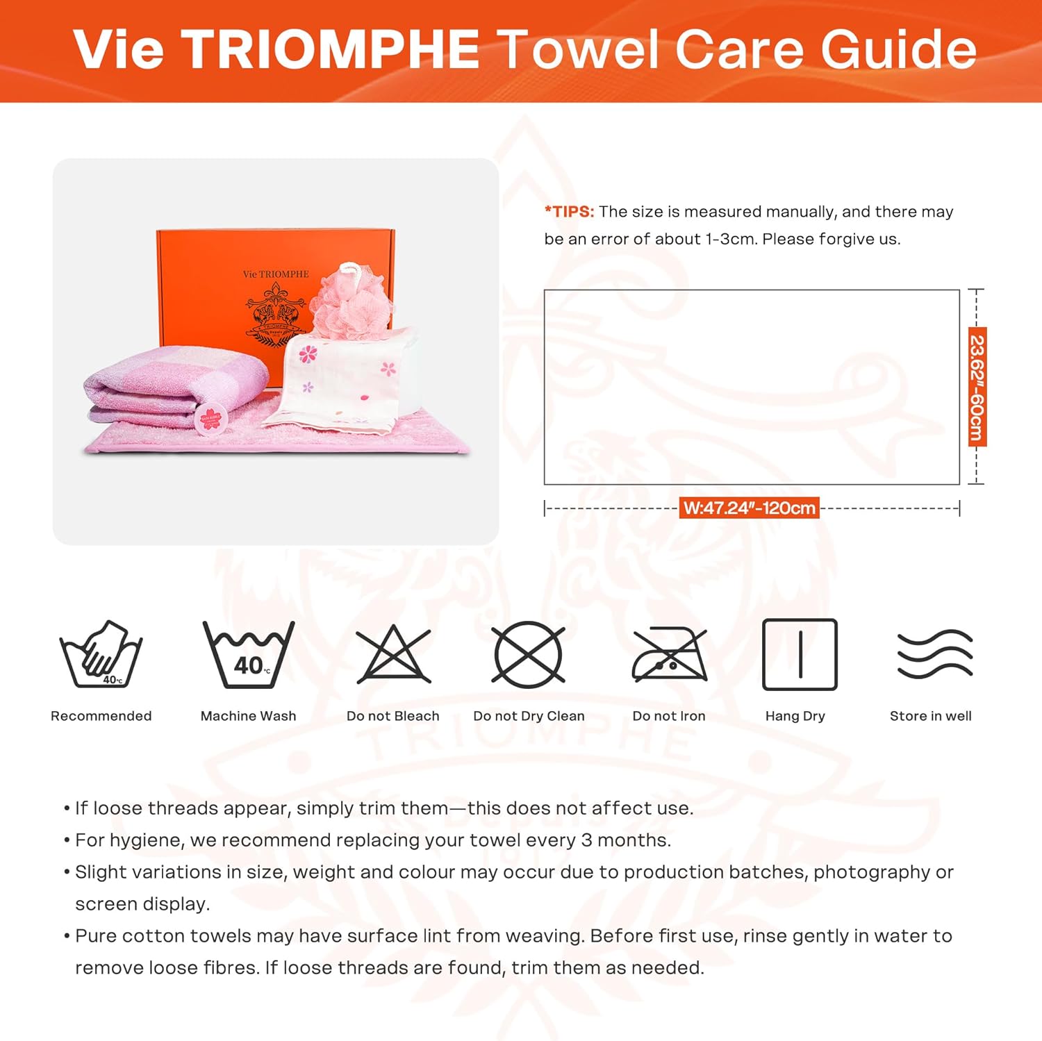Vie Triomphe Kids Bath Towel Set 5 Piece | 100% Cotton Baby Towels for Boys Girls | Soft Gentle Toddler Bath Towel Set | Cherry Blossom Kids Bathroom Gift Set | Bath Hand Towel Washcloth for Nursery