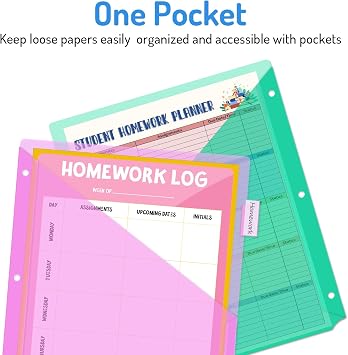 Forvencer 8 Count Dividers for 3 Ring Binder, Binder Dividers with Pocket | Dividers with Pockets, Binder Dividers with Tabs for School Office and Home Organization, Multicolor, 1 Set