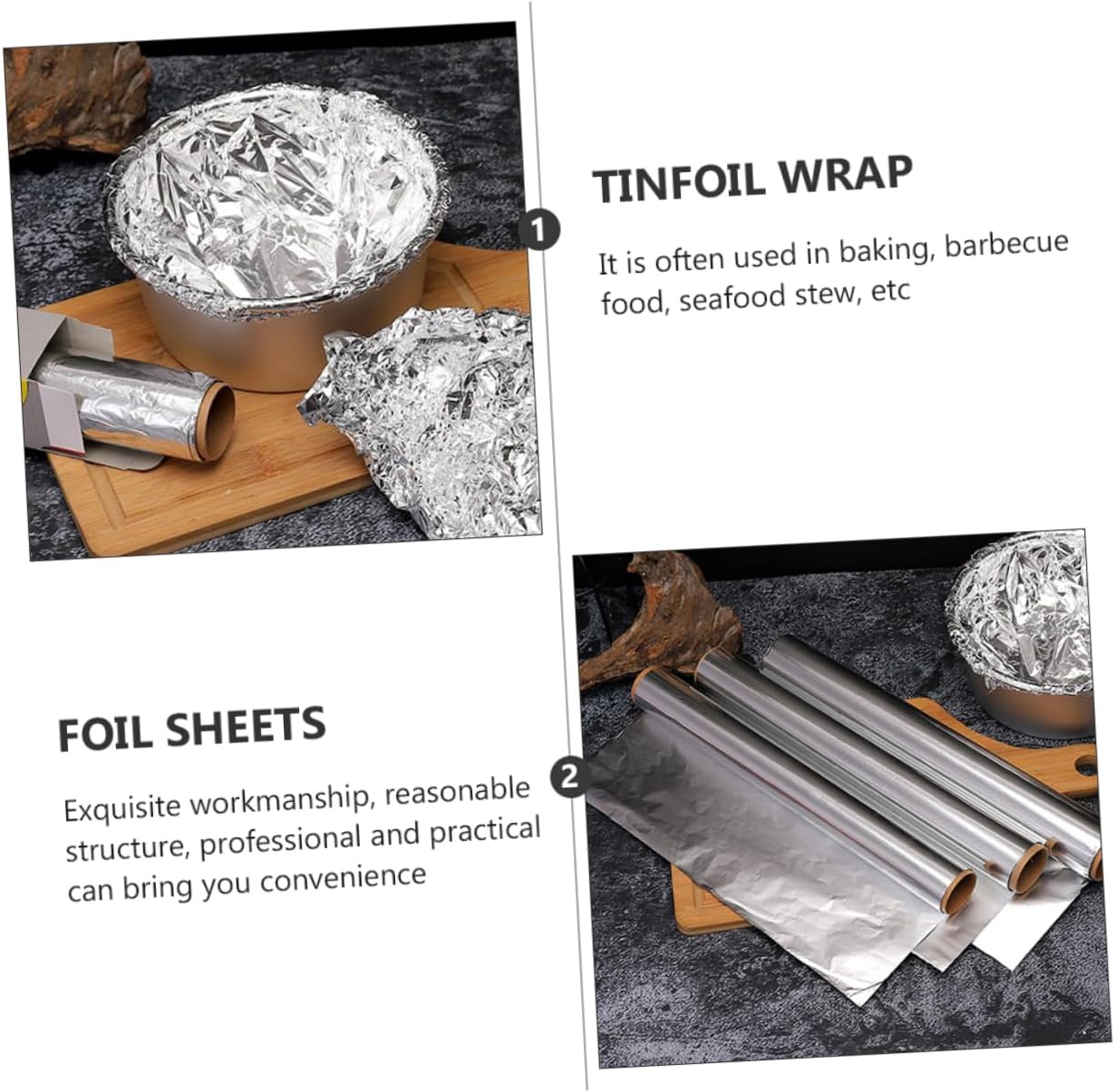 KOMBIUDA 30cm Wide Aluminum Foil Sheets 4 Rolls Aluminum Foil Wrap Kitchen Wrap