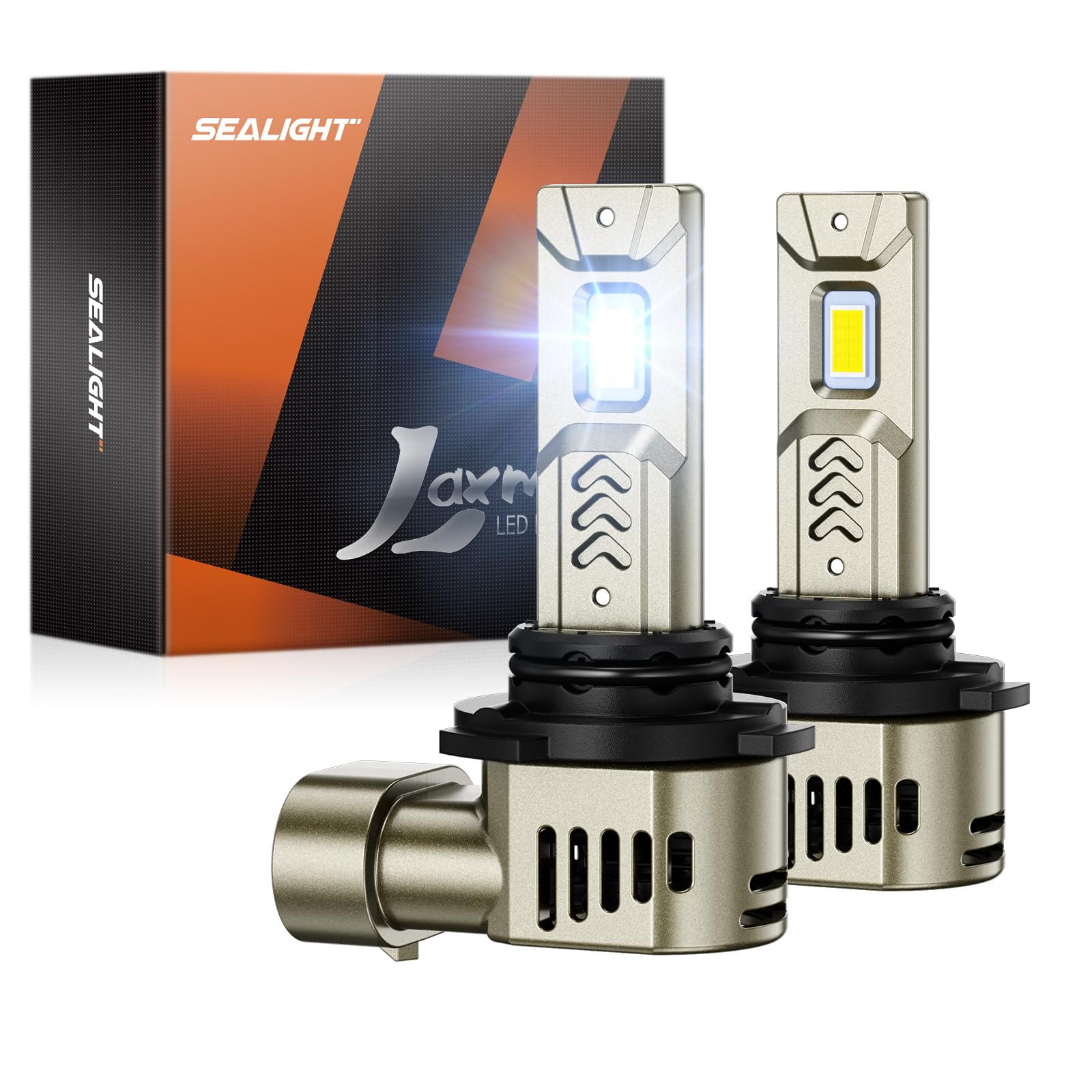 SEALIGHT 9006 LED Headlight Bulb, 45,000LM 1000% Ultra Brightness, 1:1 Mini Halogen Size 9006/HB4 Bulbs, 6500K Cool White, Plug and Play Halogen Replacement with Cooling Fan, Pack of 2