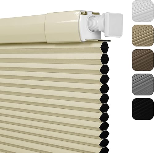 Sulugood Persianas opacas de celdas fáciles de instalar, para ventanas interiores, persianas de panal sin cordón, con aislamiento térmico y