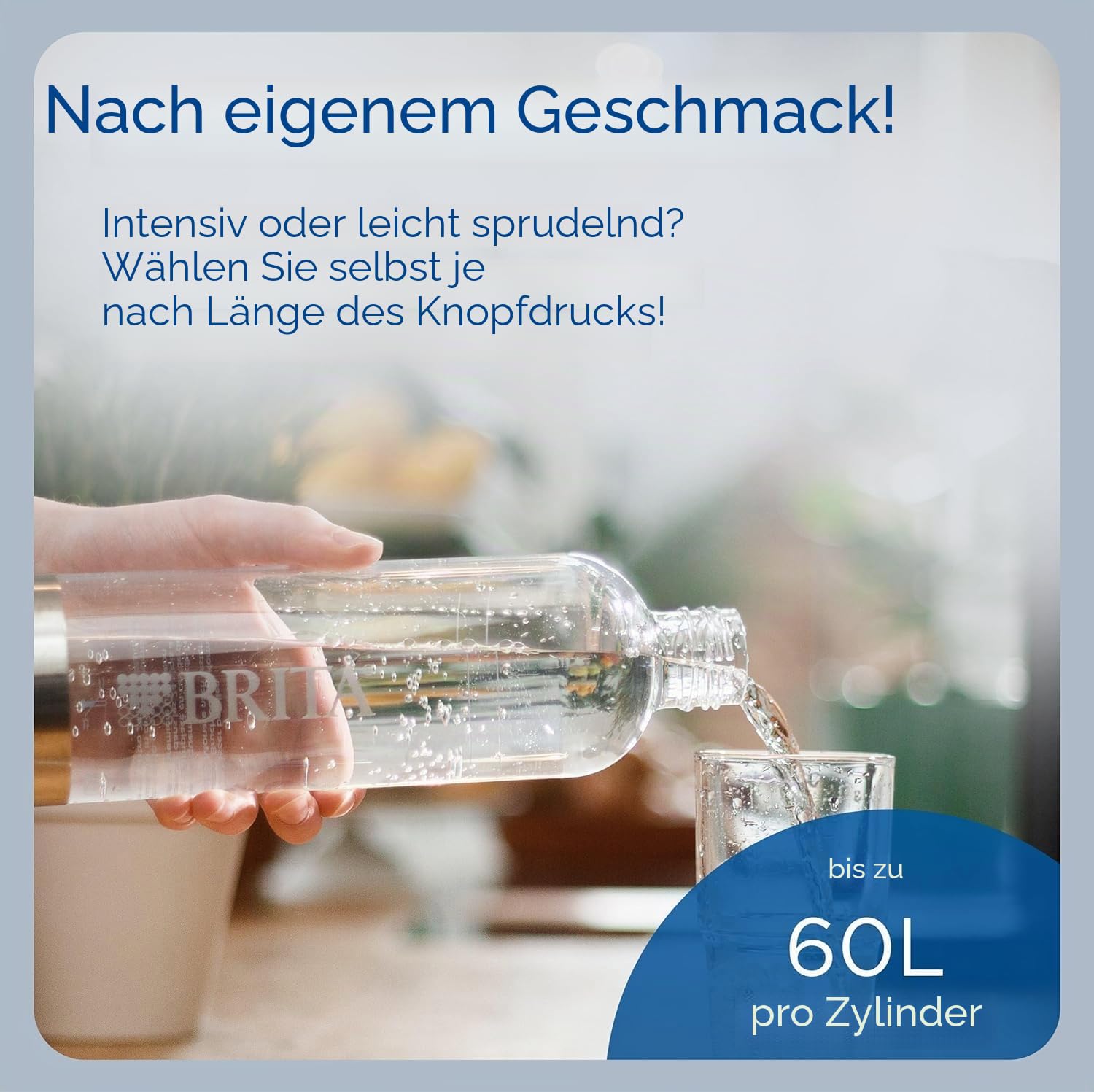 BRITA Wassersprudler sodaONE (schwarz) inkl. CO₂-Zylinder und BPA-freier PET-Flasche | Macht aus Trinkwasser spritziges Sprudelwasser (bis zu 60l pro Zylinder) – Trinkwassersprudler für zuhause