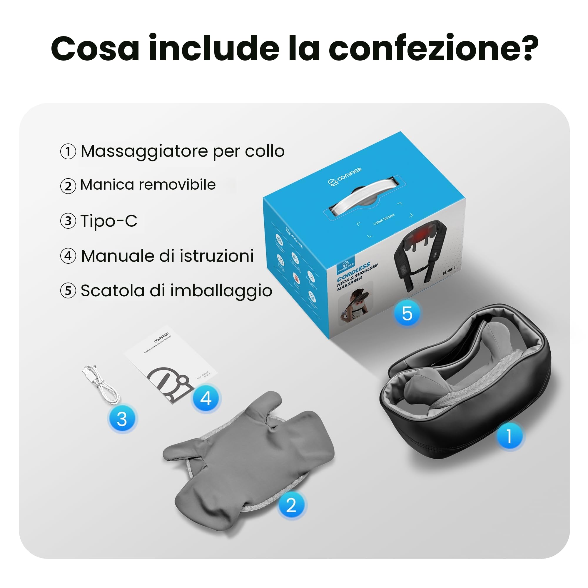 COMFIER Massaggiatore cervicale con calore senza fili Shiatsu 4D esperti Knet massaggiatore per collo, schiena, gambe, spalle, massaggiatore shiatsu per casa, ufficio, regali per uomini, donne
