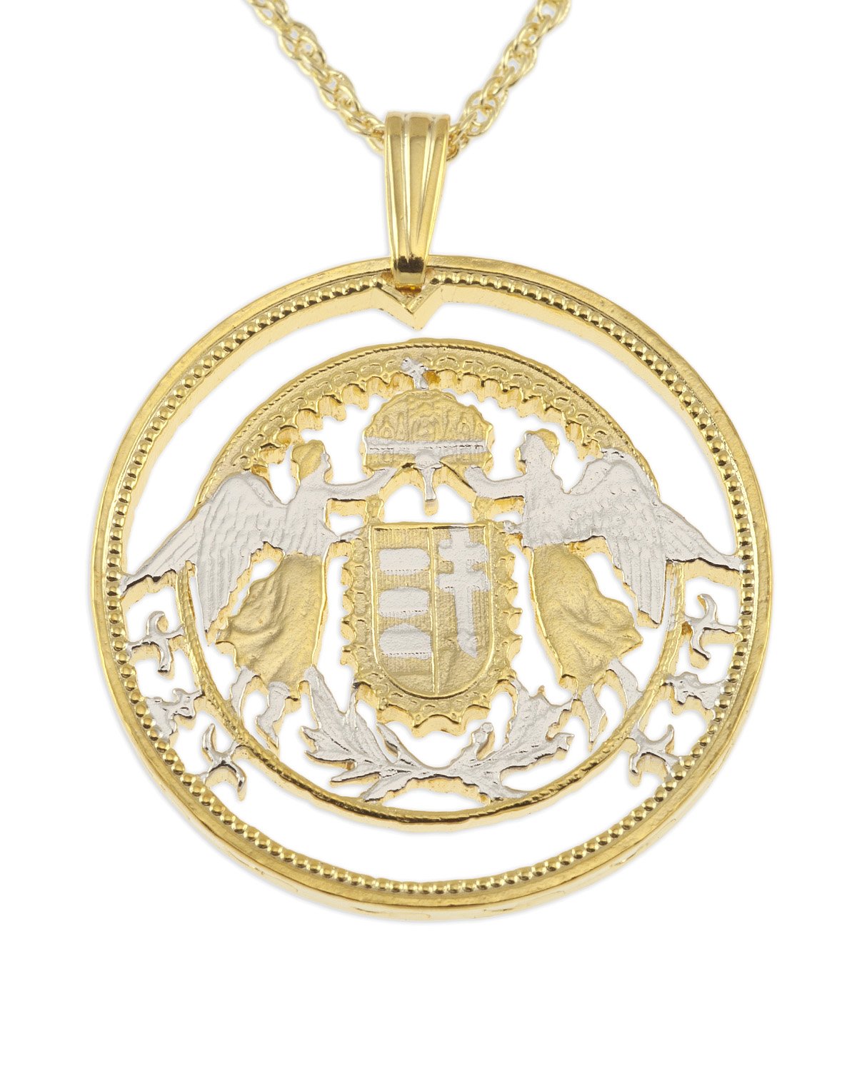 Hungarian Pendant & Necklace, Hungarian Hand Cut Coin